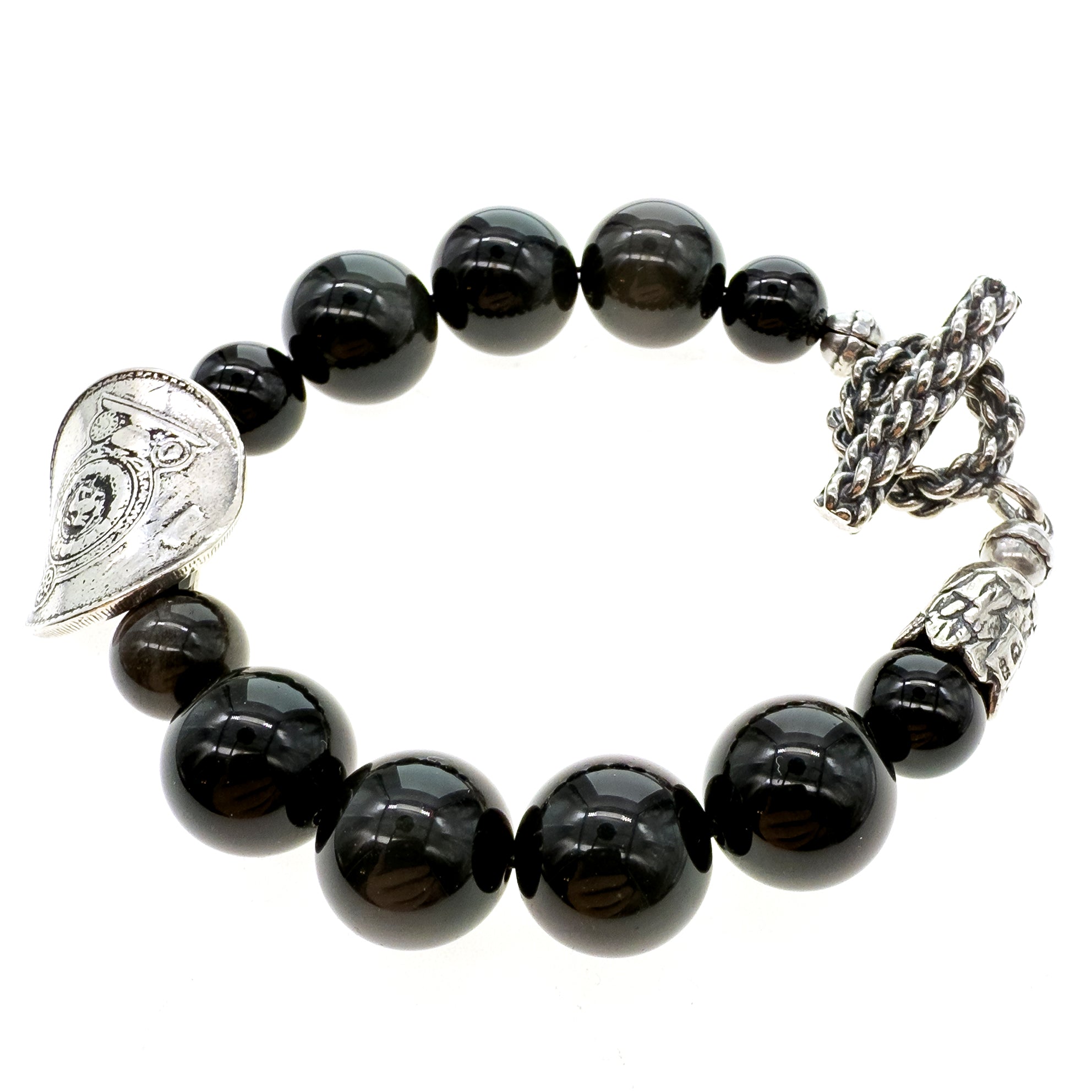 Golden Sheen Obsidian Beaded Bracelet