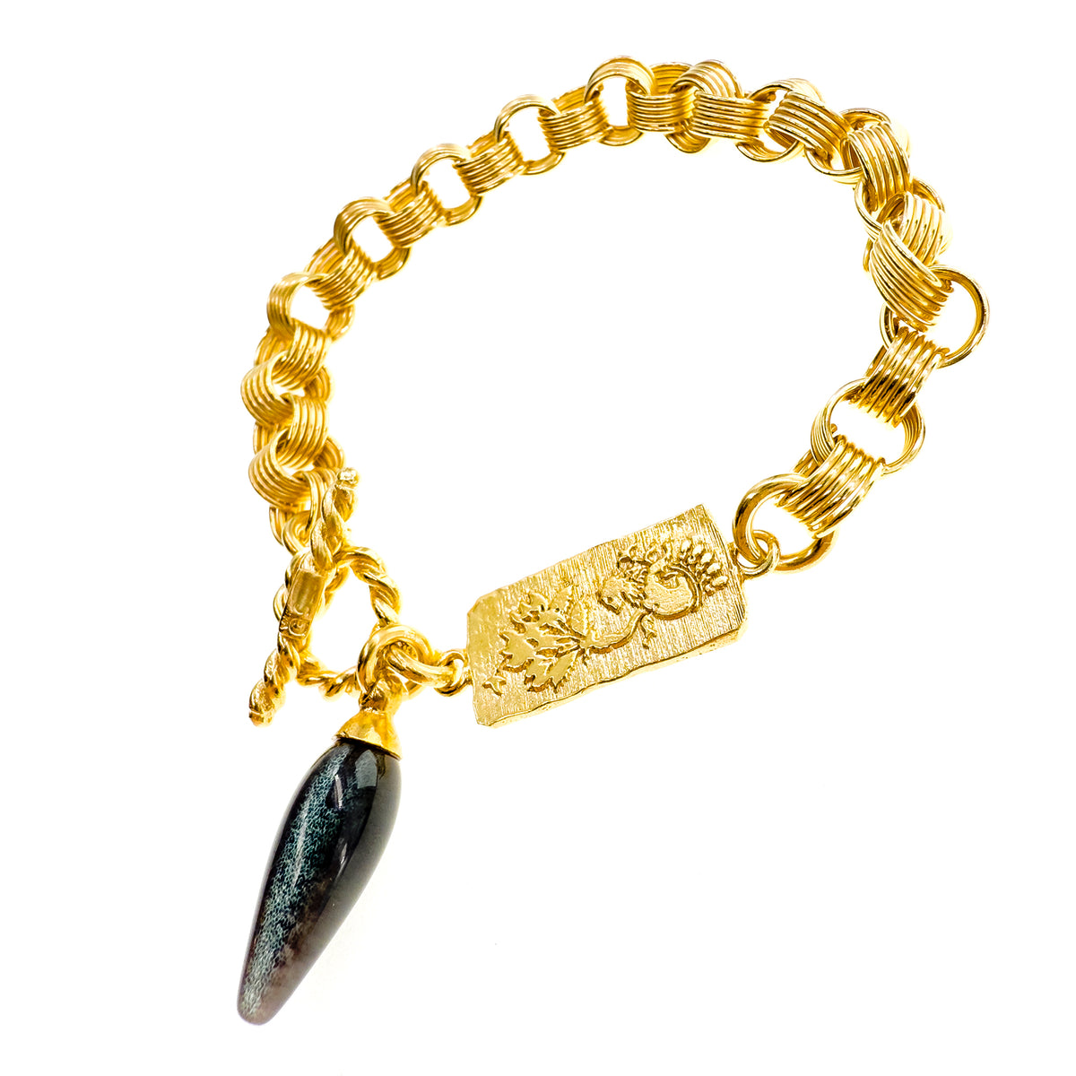 Zwarte Tijgeroog Druppel Armband – Verguld – Gem Kingdom