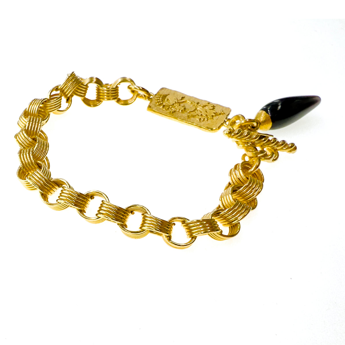 Zwarte Tijgeroog Druppel Armband – Verguld – Gem Kingdom