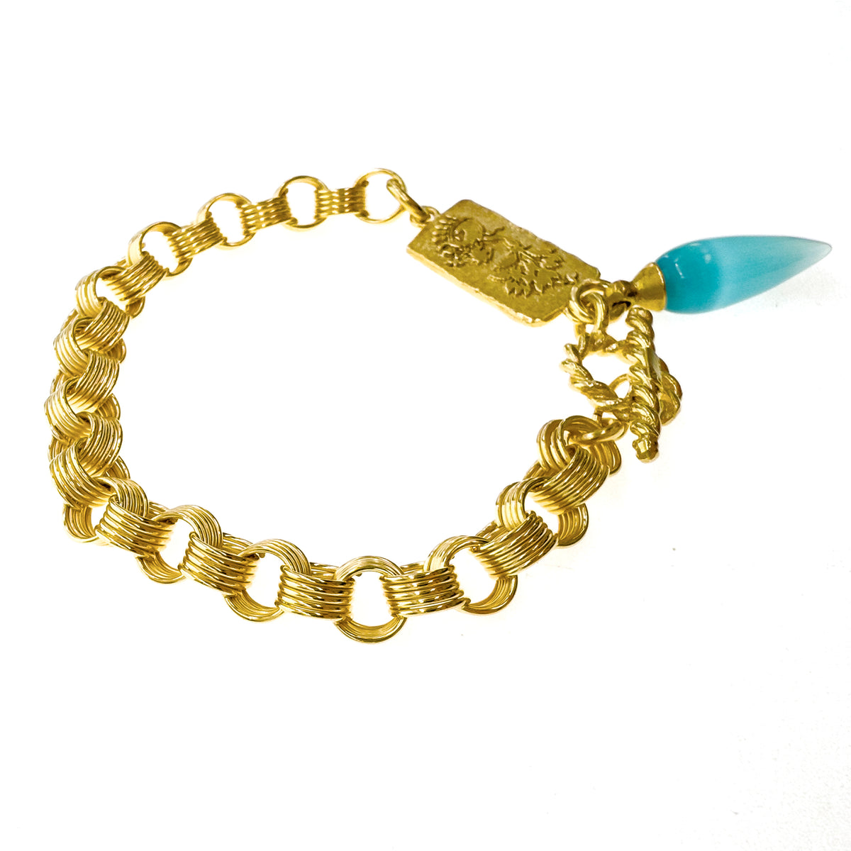 Blue Tiger Eye Drop Bracelet