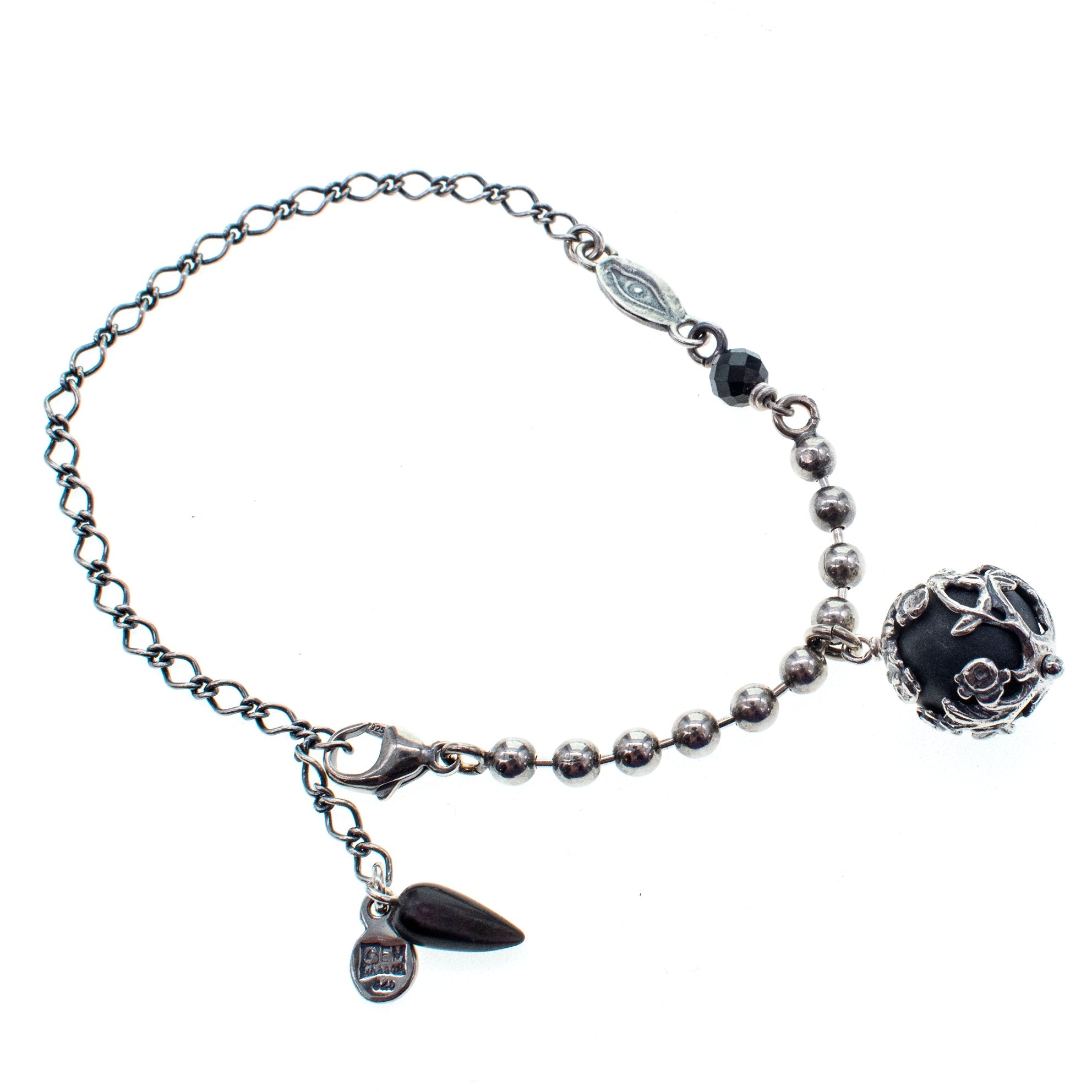 Black Onyx Drop Bracelet – Sterling Silver – Gem Kingdom
