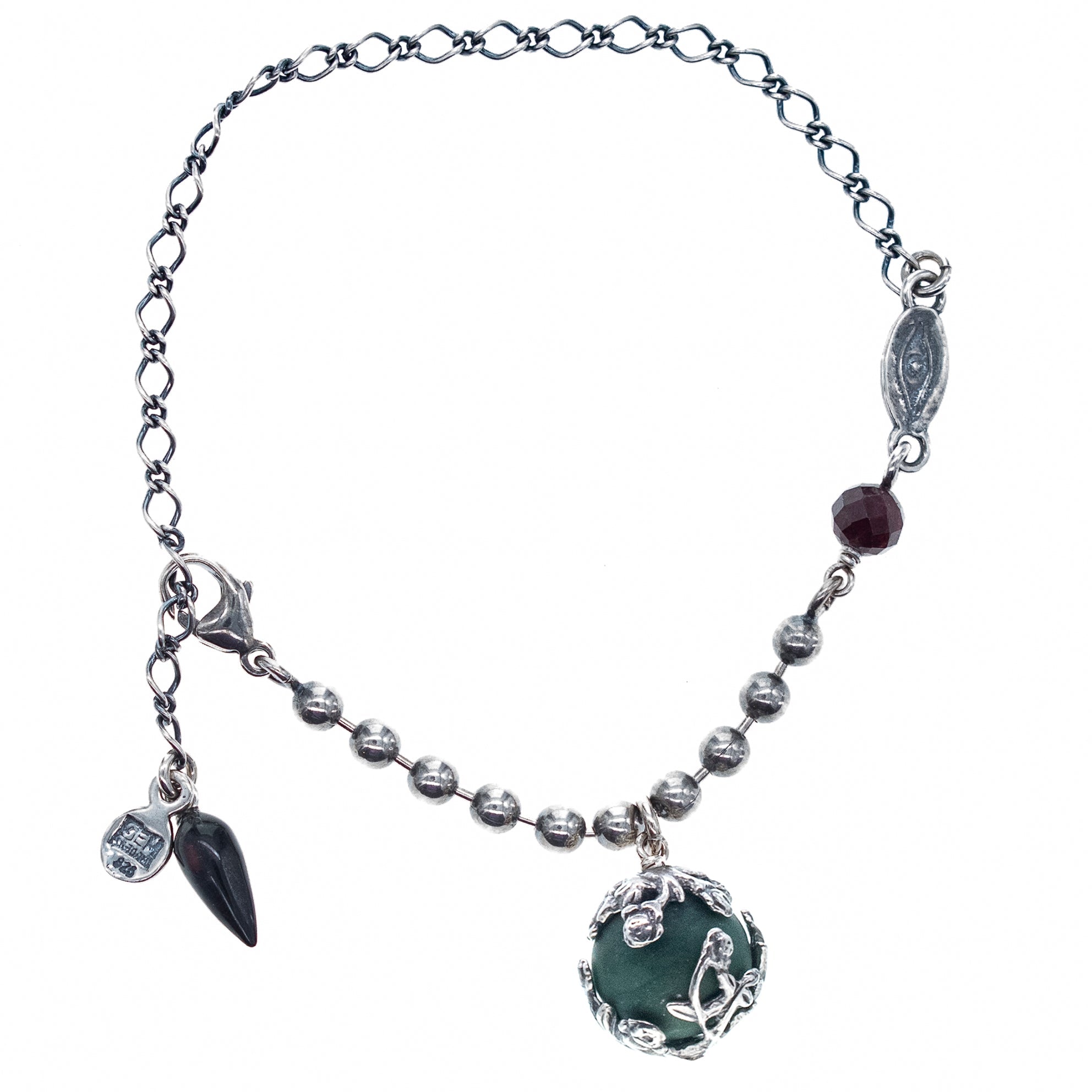 Green Jade Drop Bracelet – Sterling Silver – Gem Kingdom