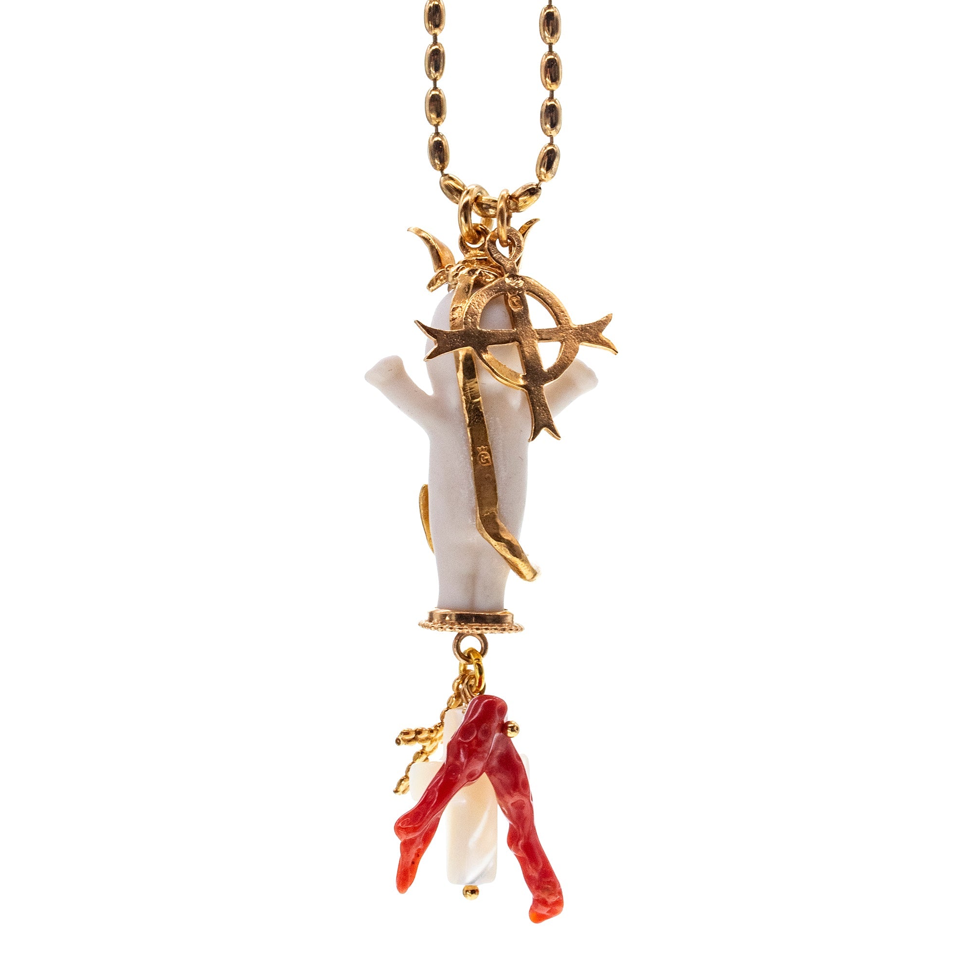 Jezabella White And Gold Necklace – Gold Plated – Gem Kingdom