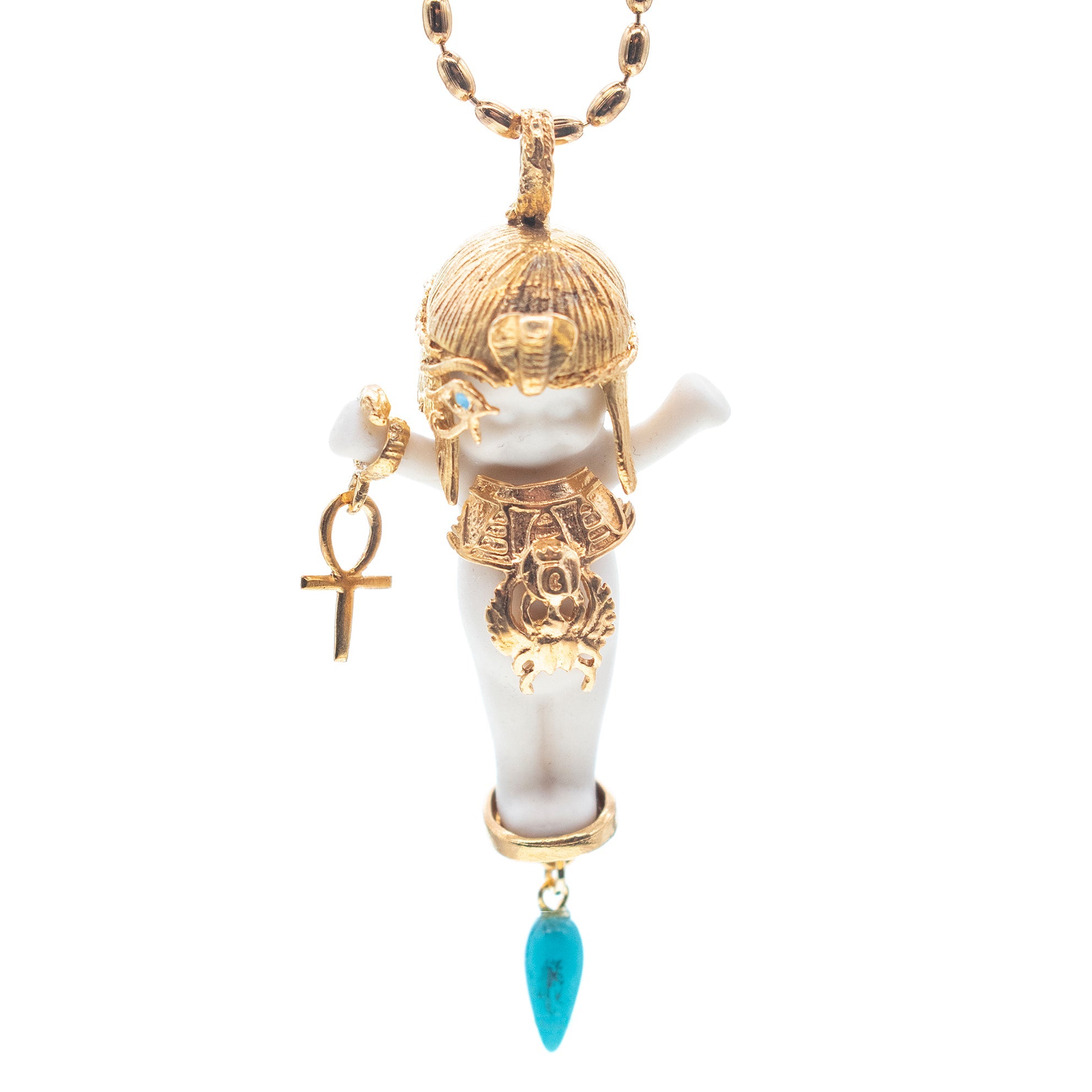 Cleo White And Gold Necklace – Gold Plated – Gem Kingdom
