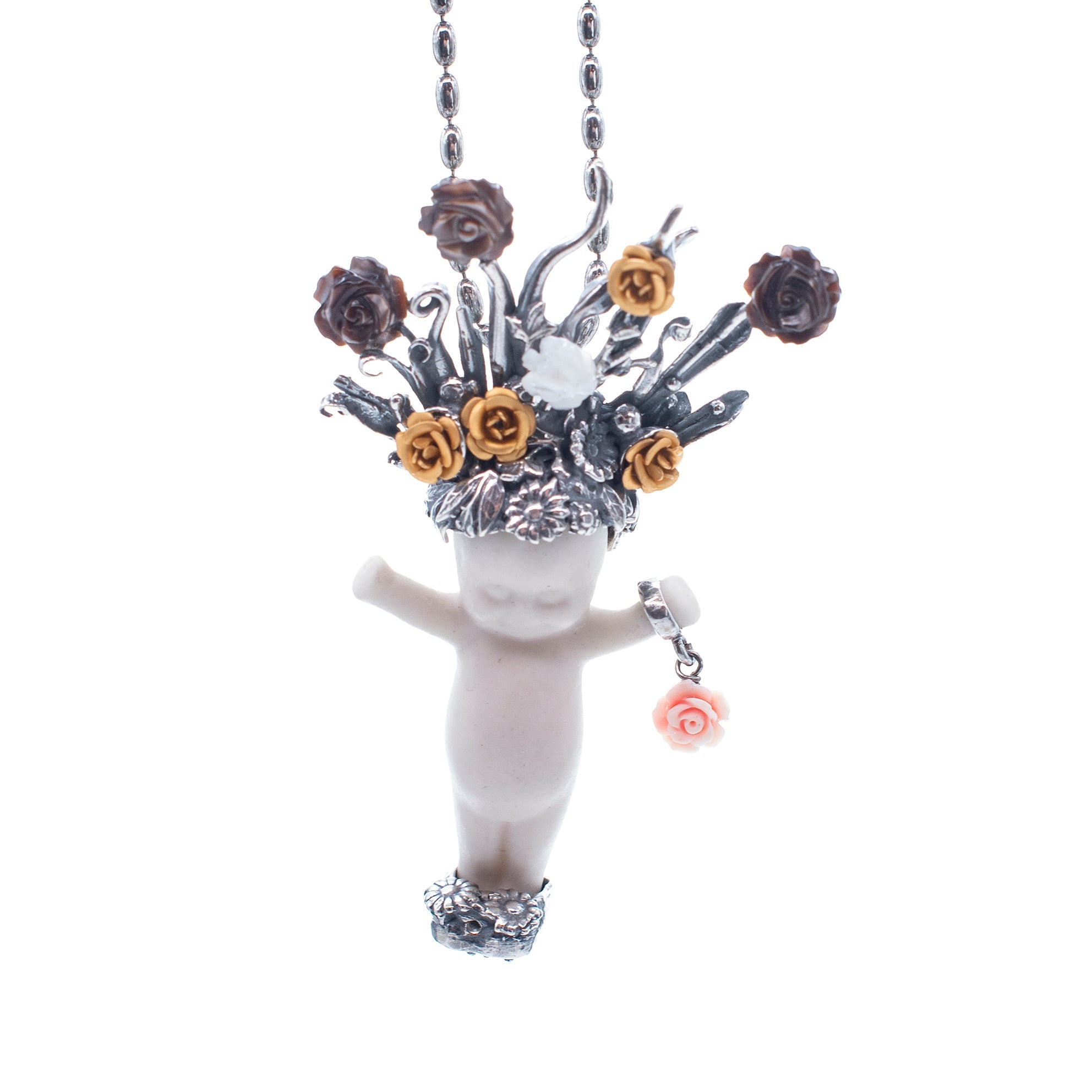 Whole Lotta Rosie White And Silver Necklace – Sterling Silver – Gem Kingdom