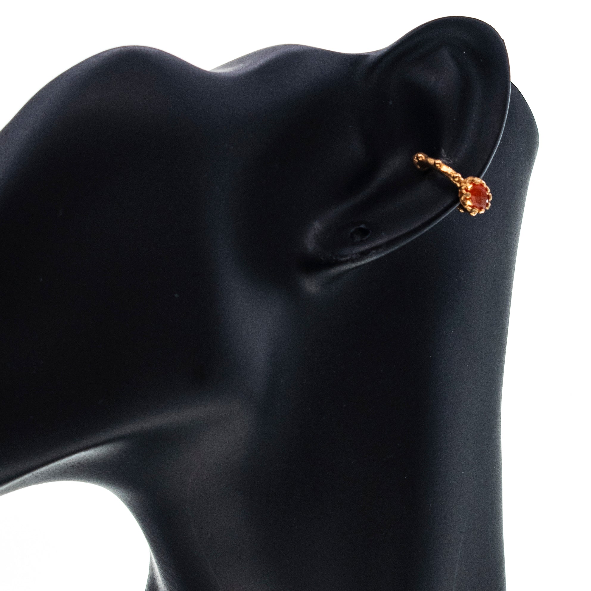 Studded Gold Plated Ear Cuff With Carnelian