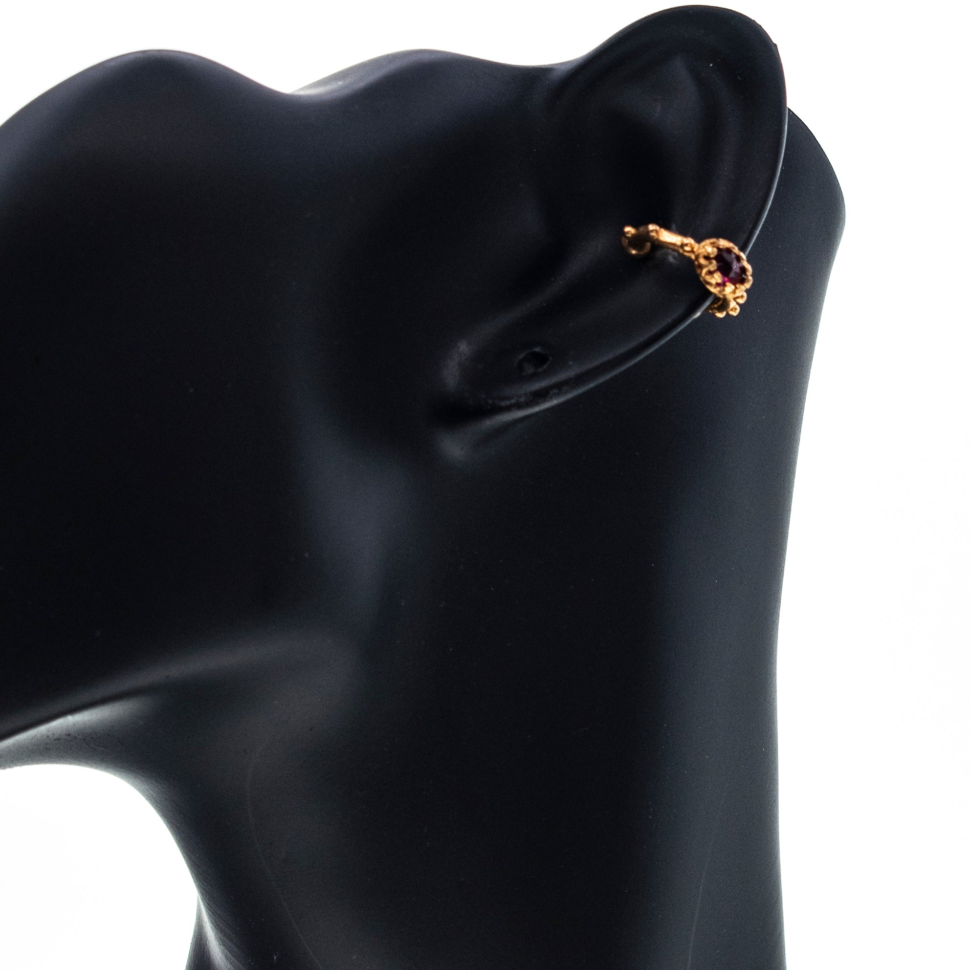 Studded Gold Plated Ear Cuff With Garnet