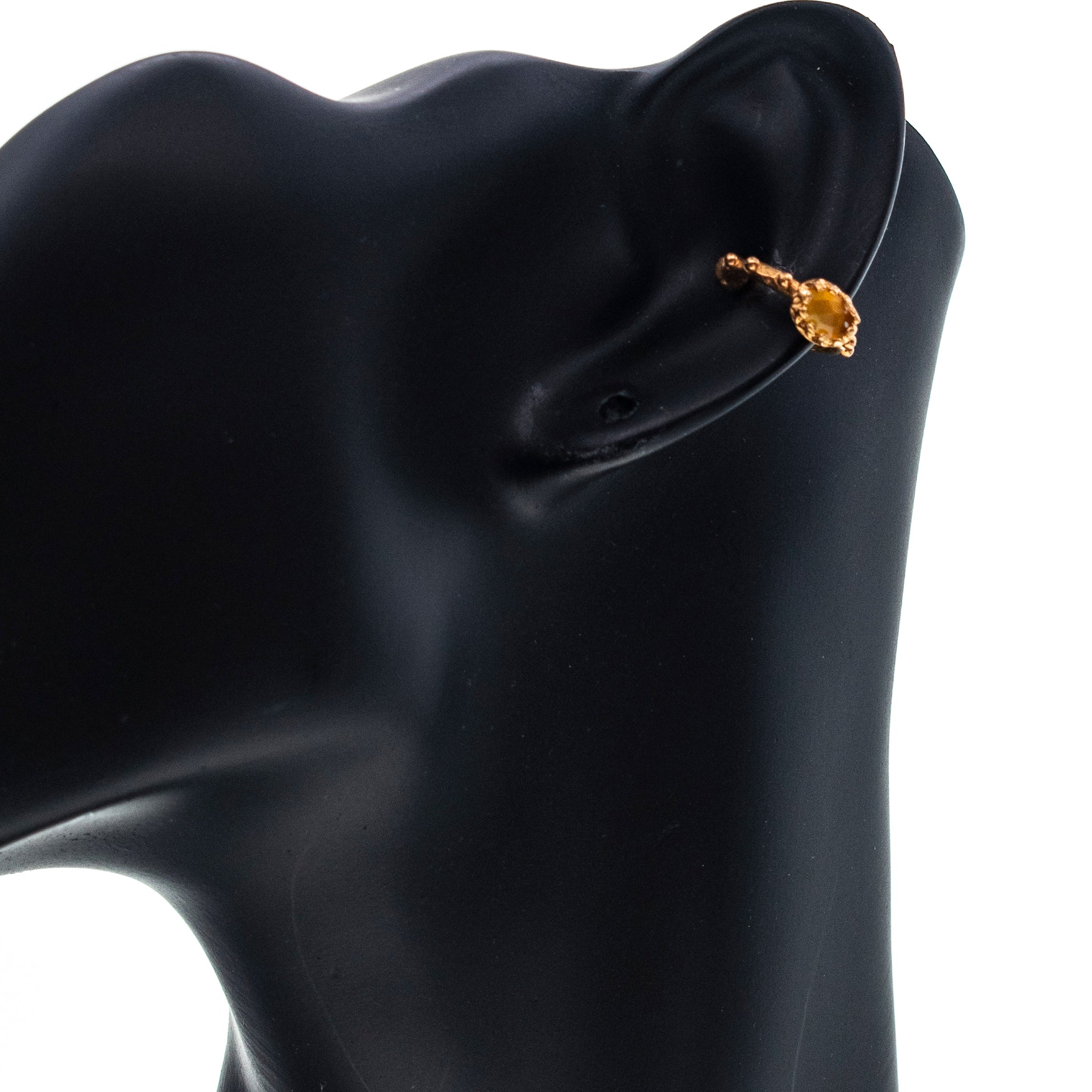 Studded Gold Plated Ear Cuff With Yellow Agate