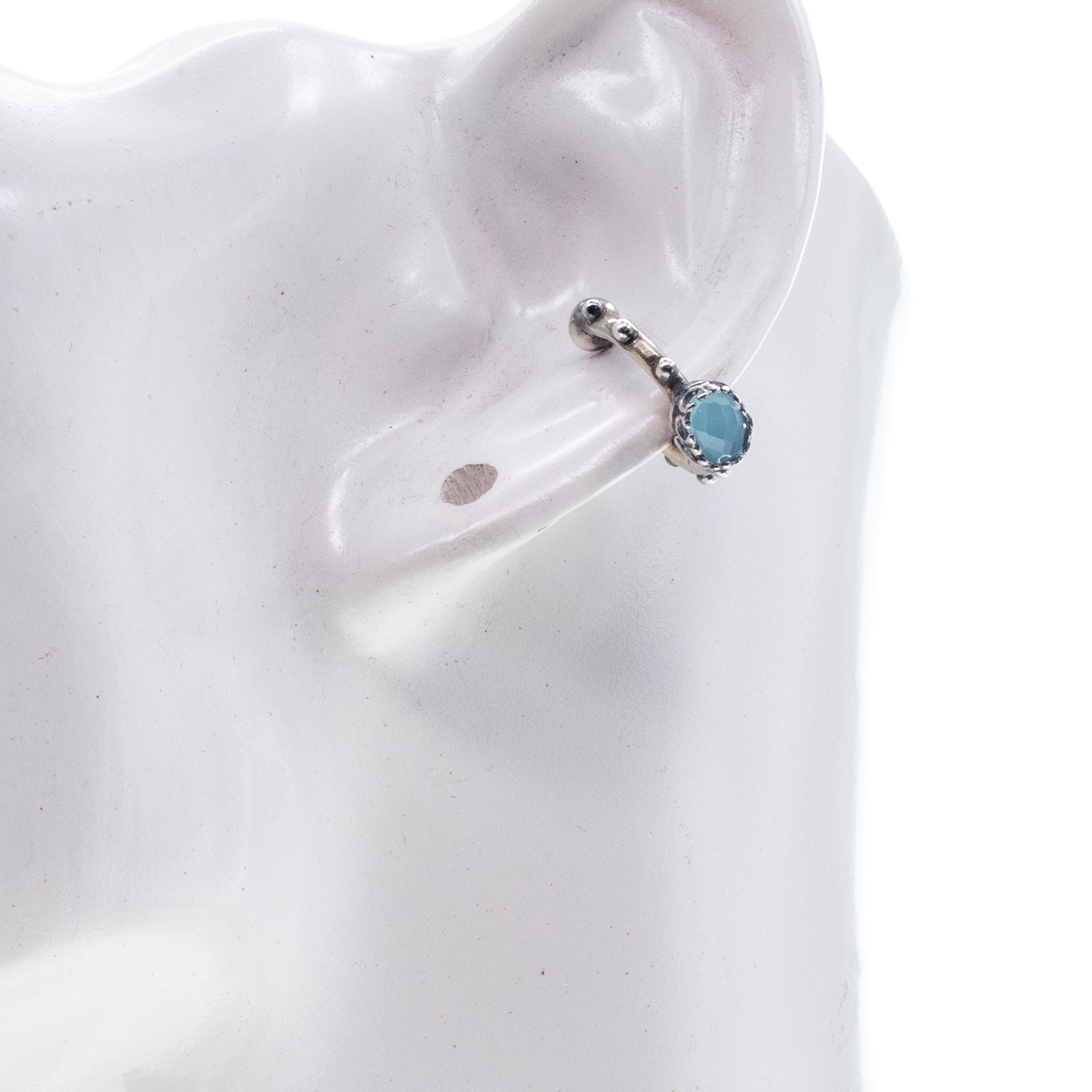 Studded Sterling Silver Ear Cuff Aqua – Sterling Silver – Gem Kingdom