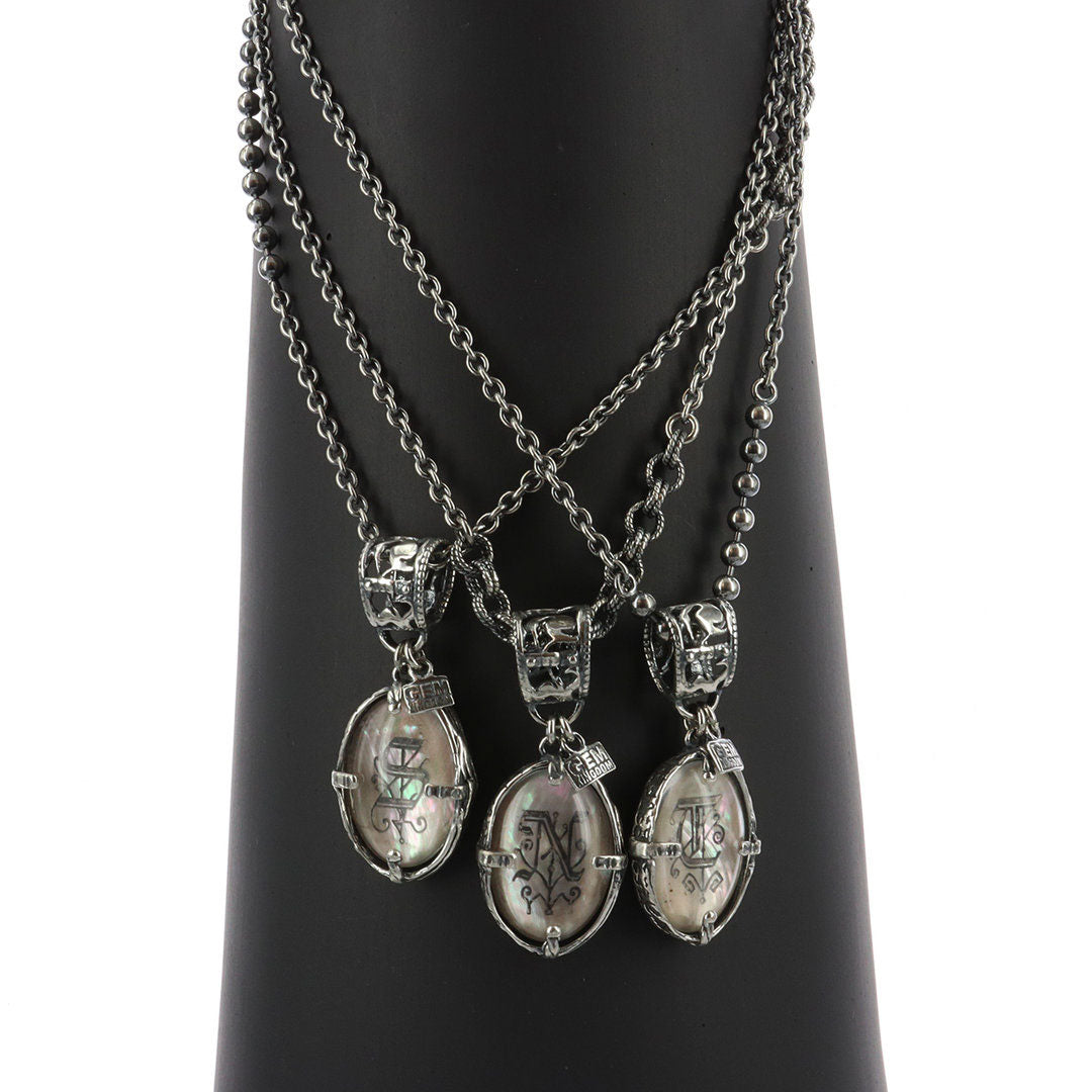 Sterling Silver Mother Of Pearl Monogram Necklace – Sterling Silver – Gem Kingdom