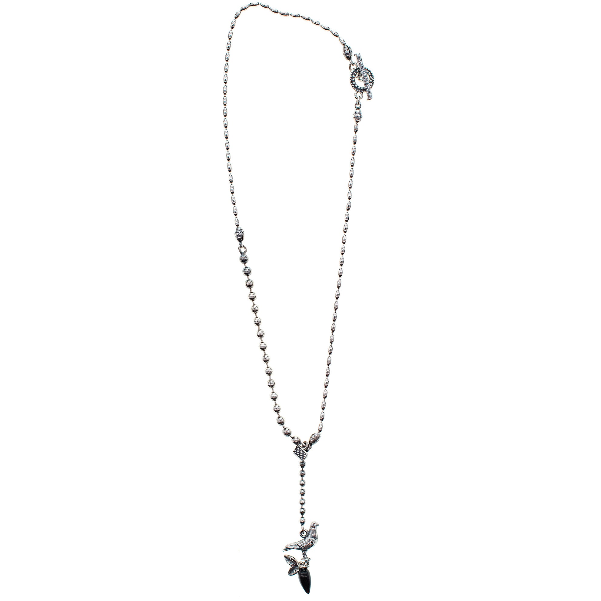 Silver Dove Necklace With Black Mother Of Pearl – Sterling Silver – Gem Kingdom