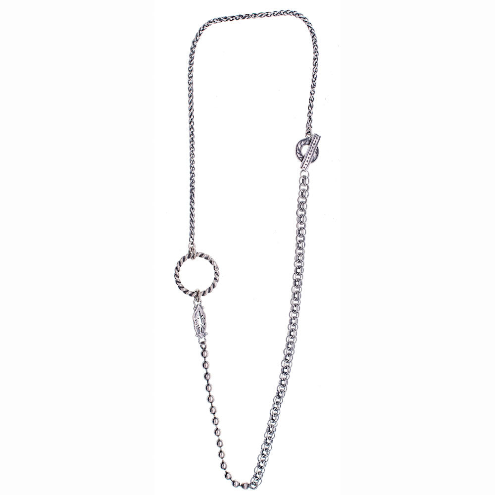 Mixed Link Silver Chain Necklace – Sterling Silver – Gem Kingdom