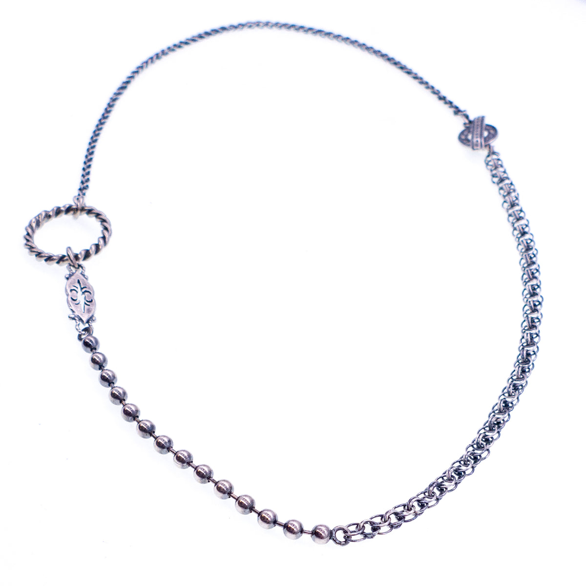 Mixed Link Silver Chain Necklace – Sterling Silver – Gem Kingdom
