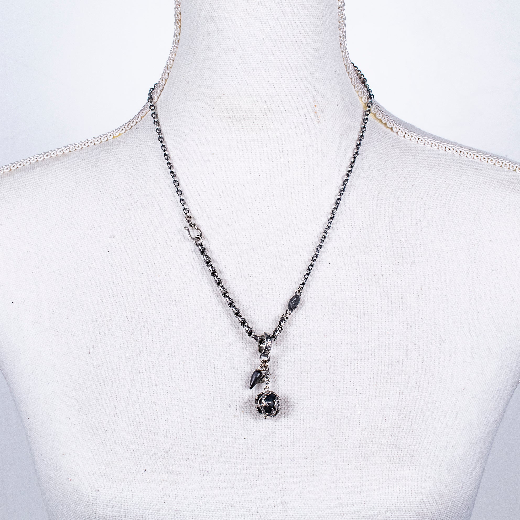 Black Matte Onyx Orb Pendant – Sterling Silver – Gem Kingdom