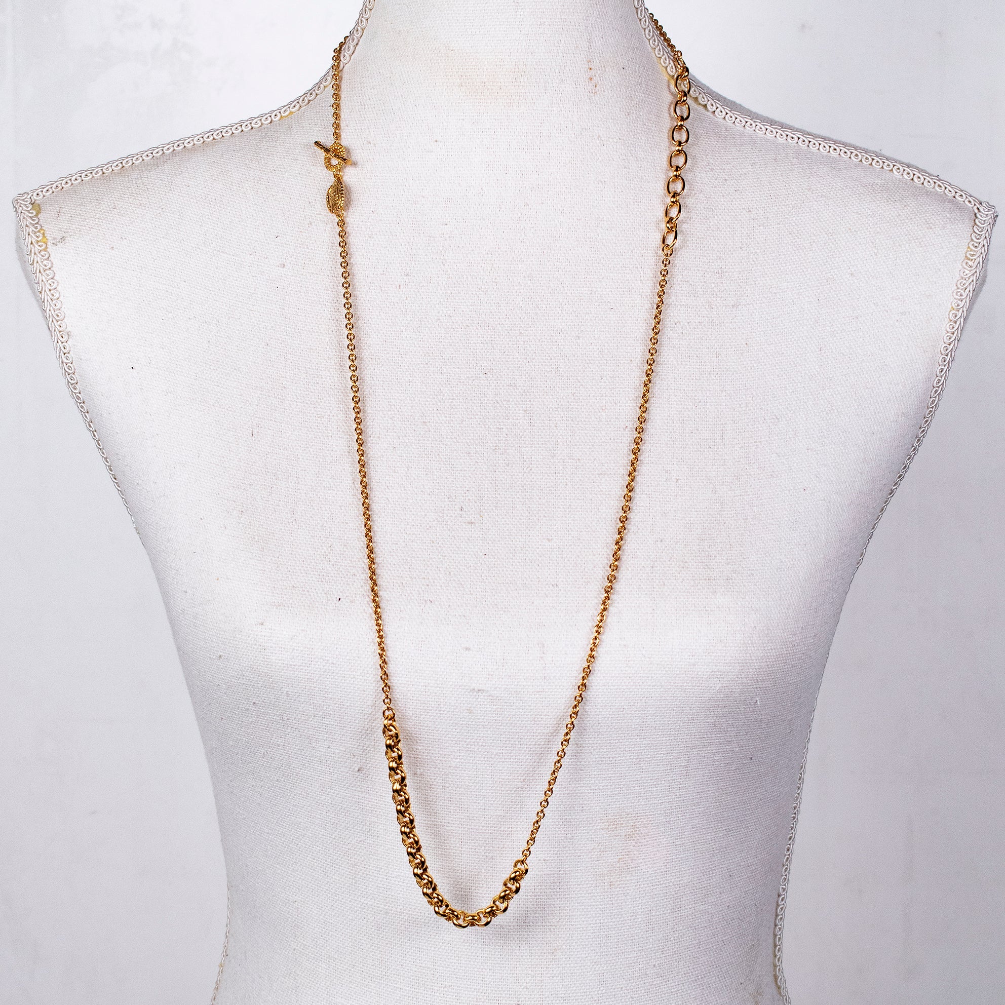 Mixed Link Long Necklace – Gold Plated – Gem Kingdom