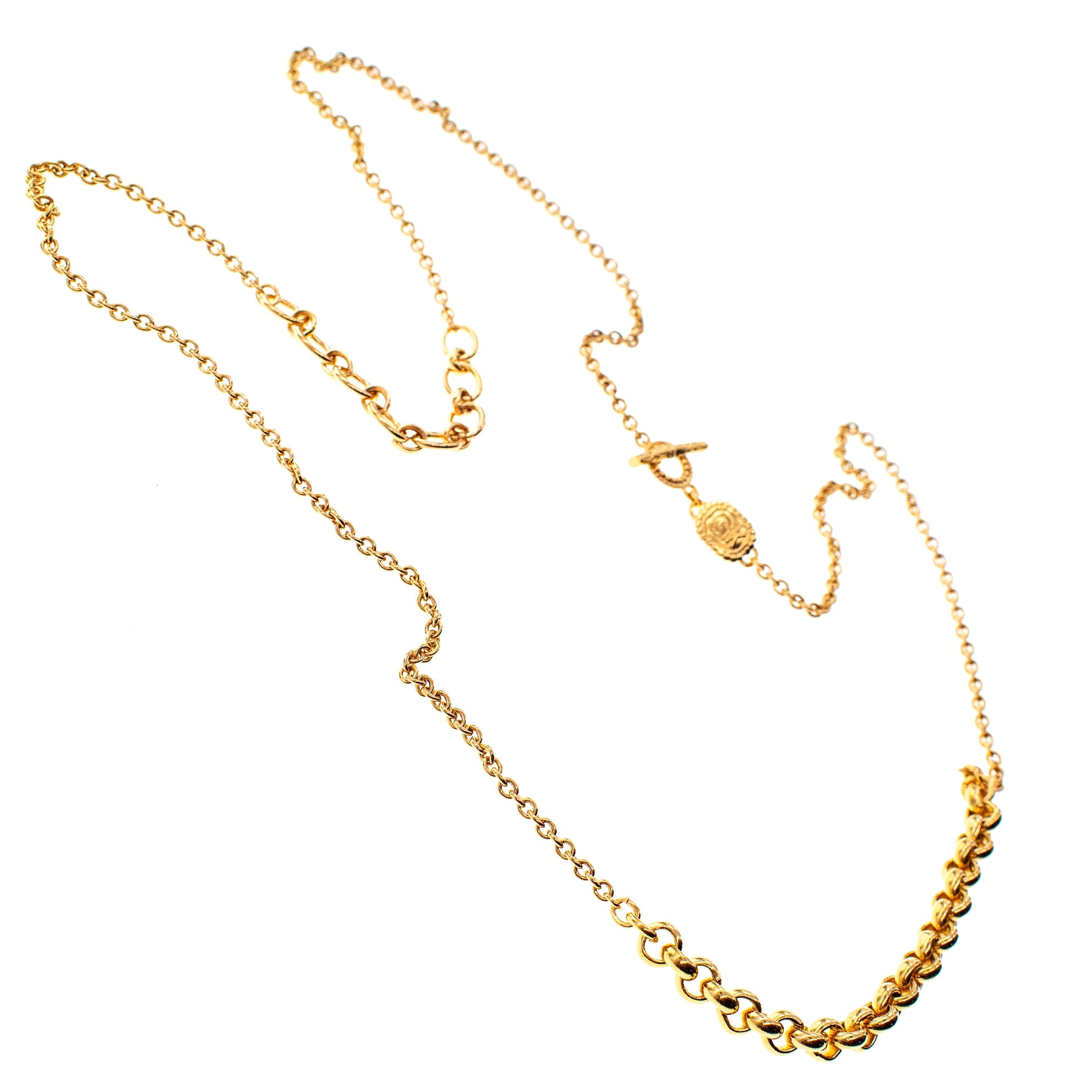 Mixed Link Long Necklace – Gold Plated – Gem Kingdom
