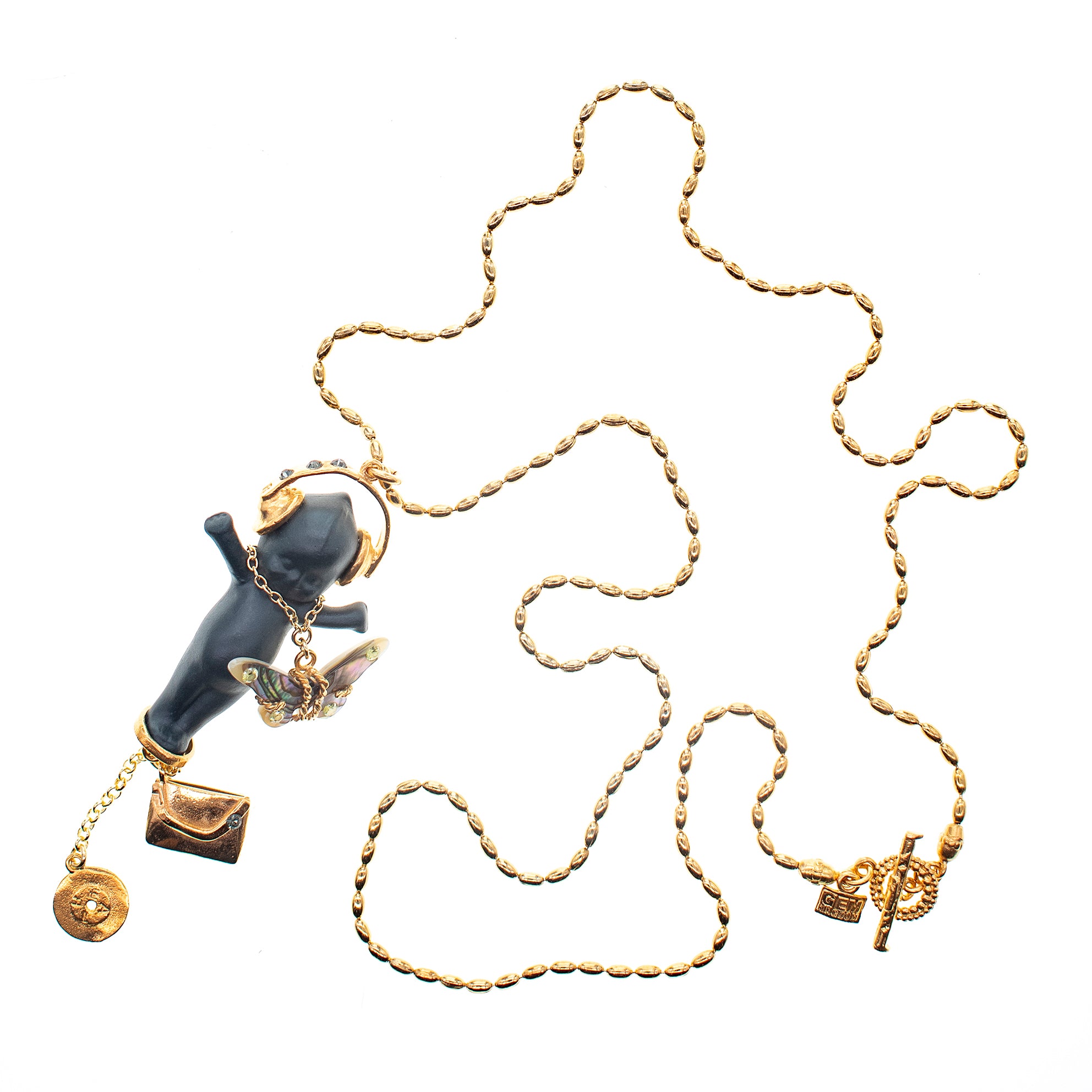 "DJ Party Baby" Necklace Black And Gold
