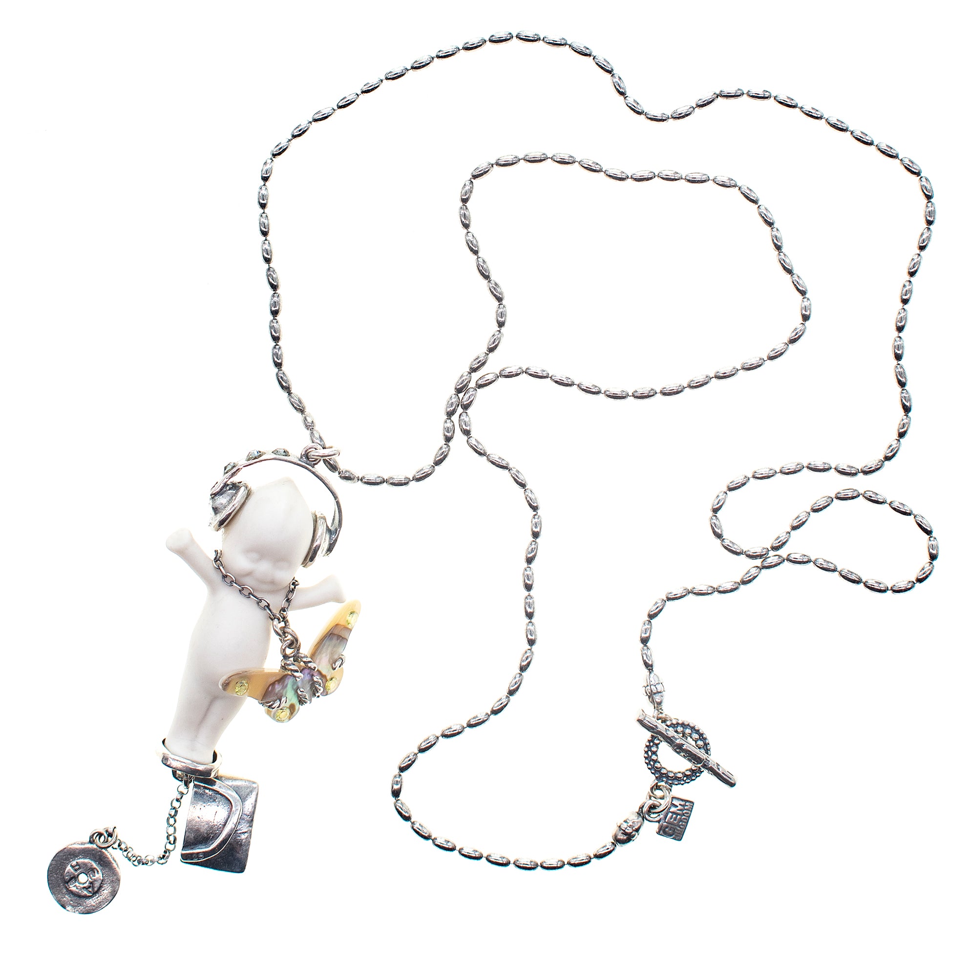 "DJ Party Baby" Ketting Wit En Zilver