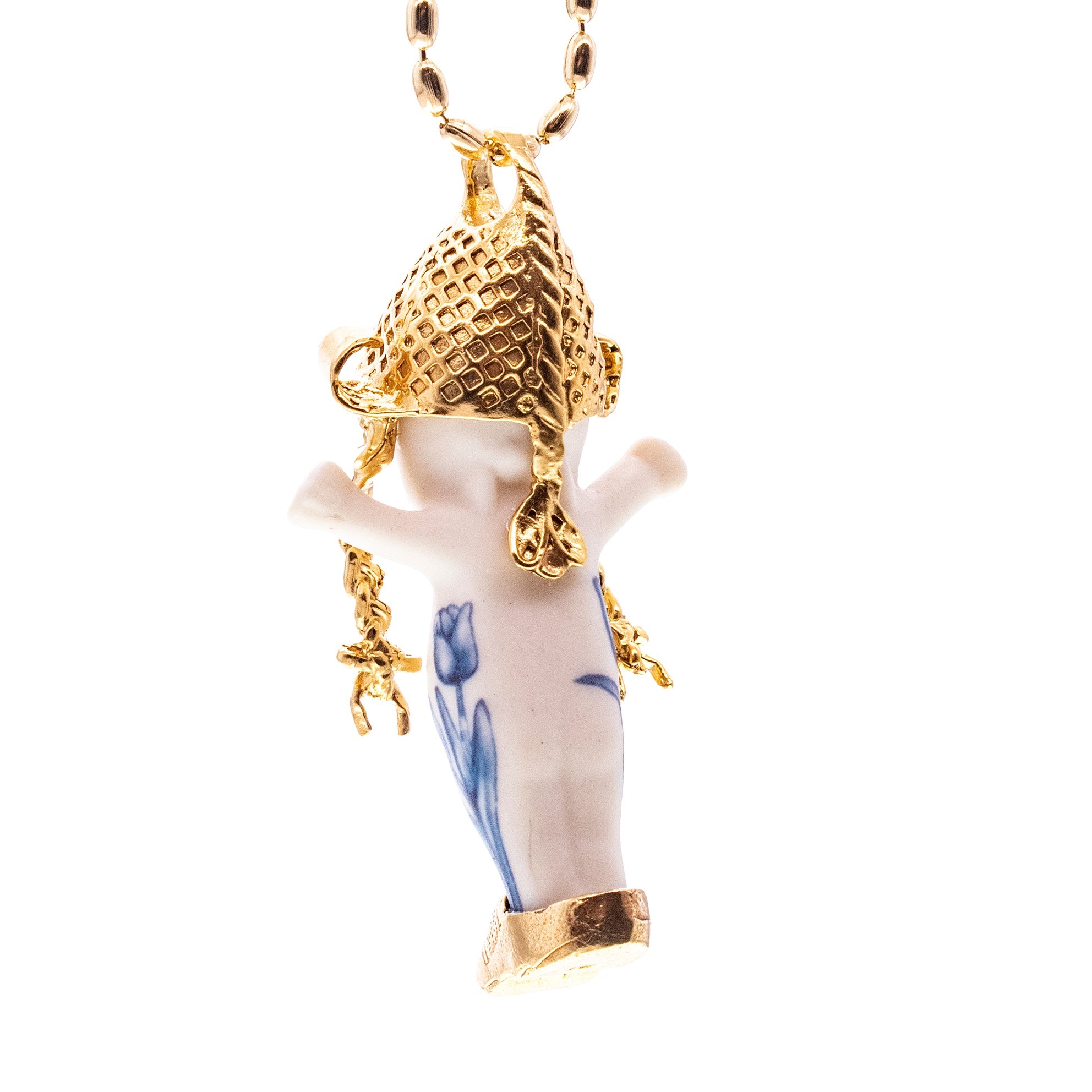 Tulip White And Gold Necklace – Gold Plated – Gem Kingdom