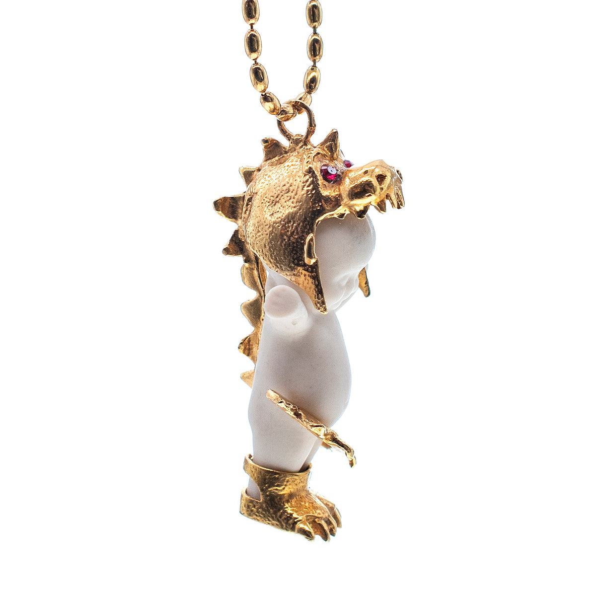 Little Dragon Ketting Wit En Goud – Verguld – Gem Kingdom