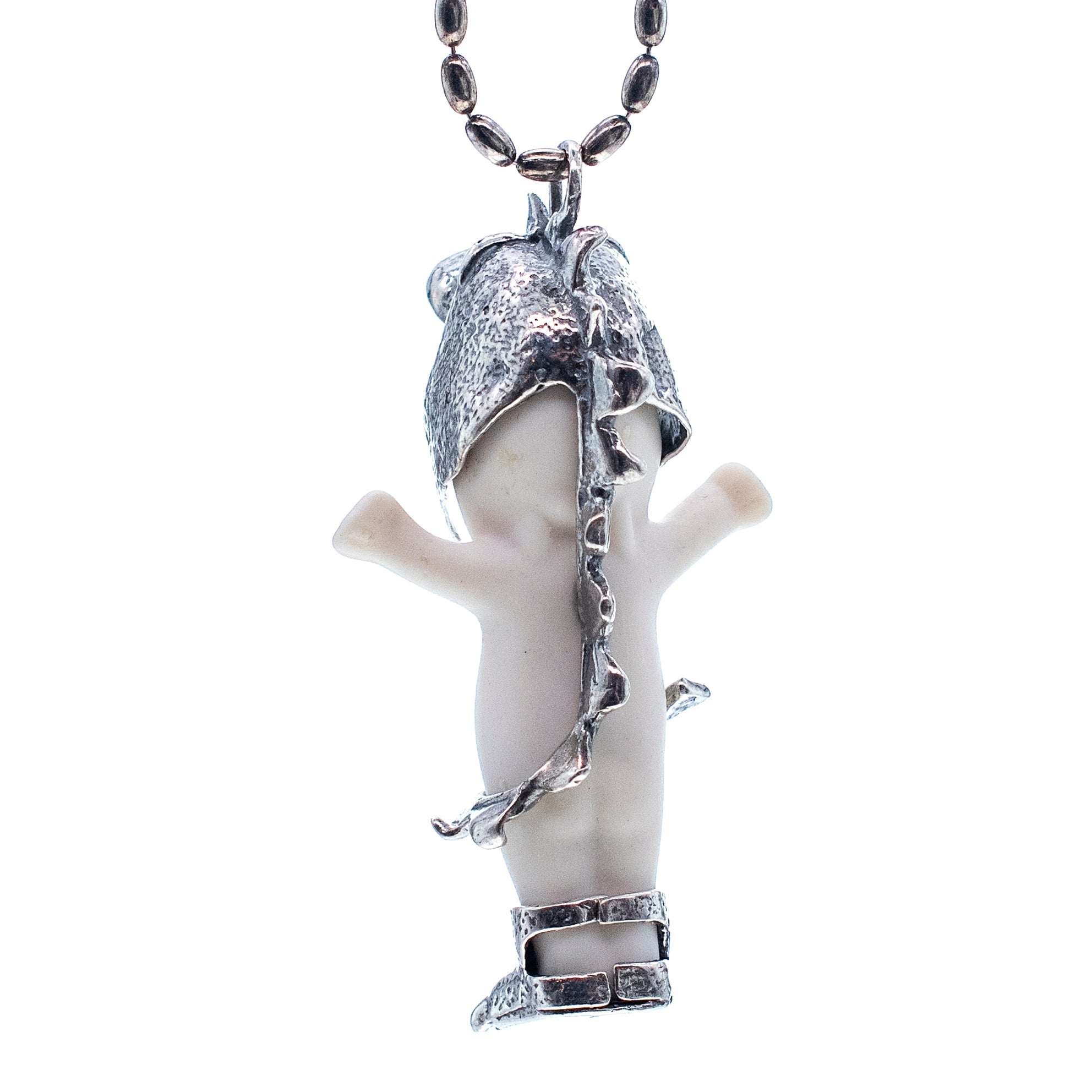 Little Dragon White And Silver Necklace – Sterling Silver – Gem Kingdom