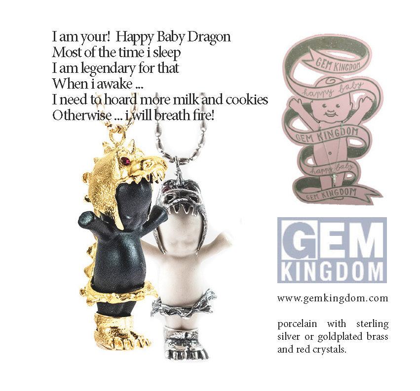 Little Dragon Ketting Wit En Goud – Verguld – Gem Kingdom