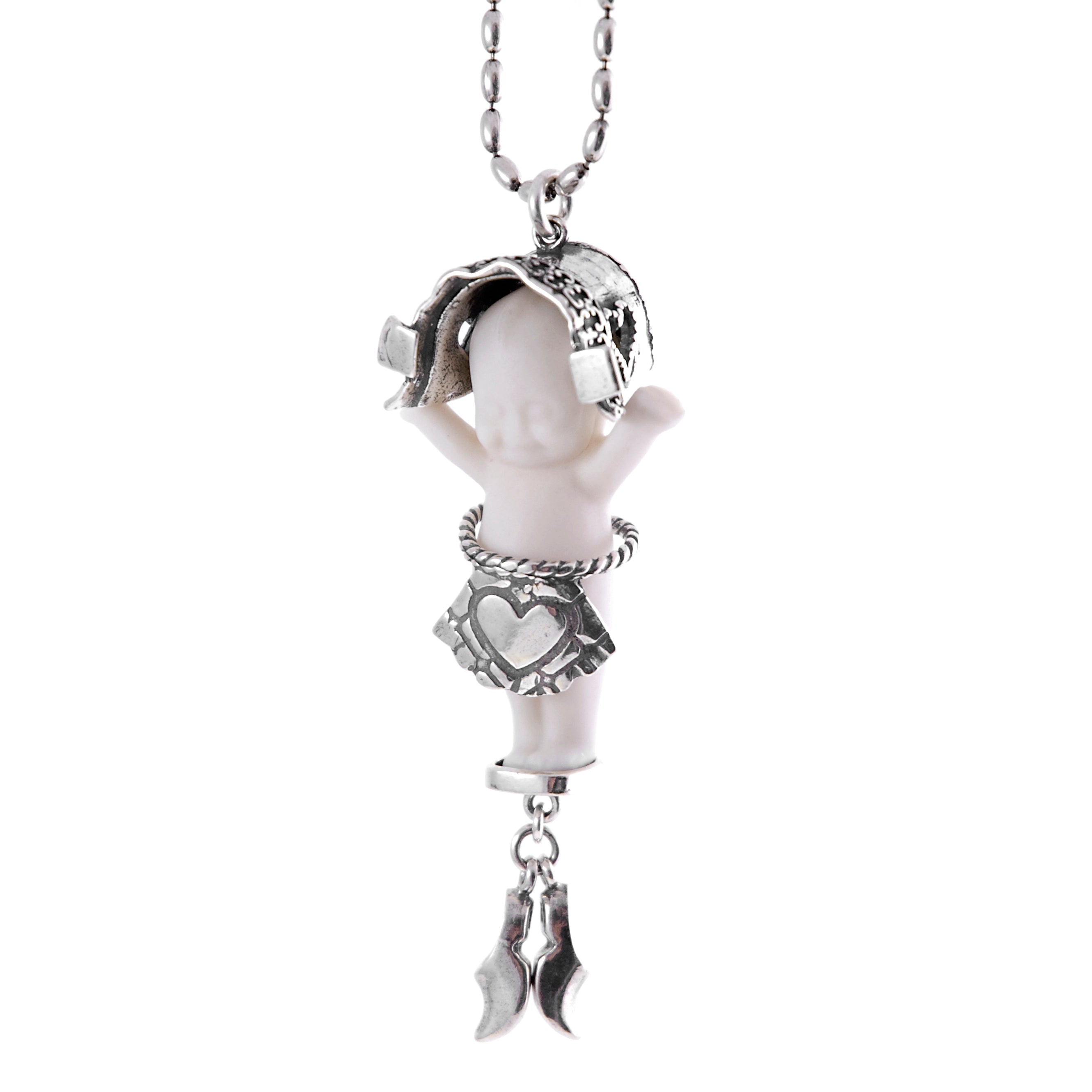 Little Dutch Girl White And Silver Necklace – Sterling Silver – Gem Kingdom