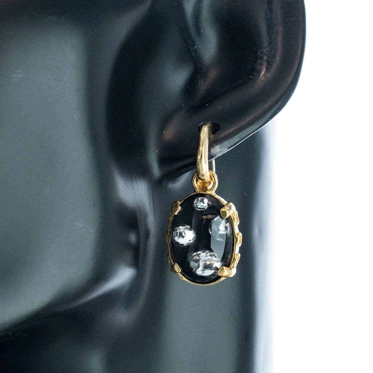 Small Bubble Earrings Black – 18k Gold Plated – Gem Kingdom