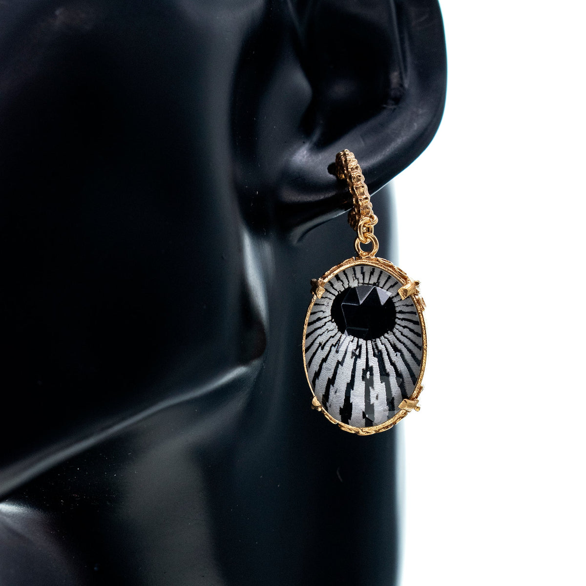Starburst Oorbellen Zwart-Wit – 18K Verguld – Gem Kingdom