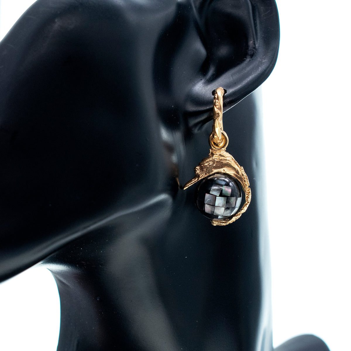 Swan Earrings Black – 18k Gold Plated – Gem Kingdom