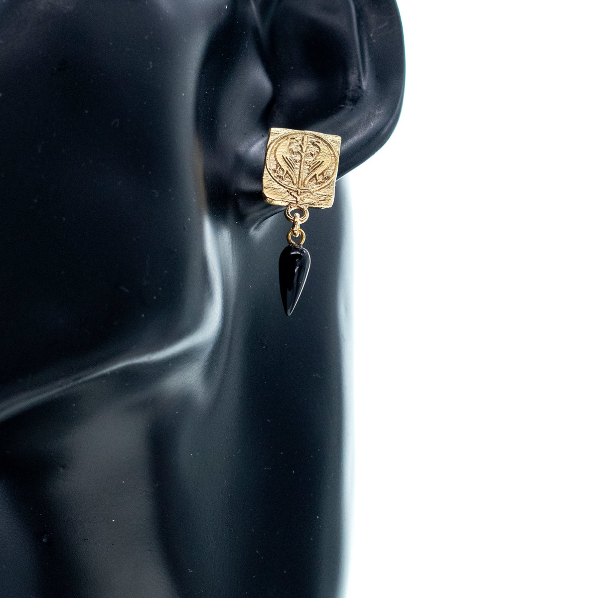 Love Birds Onyx Drop Earrings – Gold Plated – Gem Kingdom