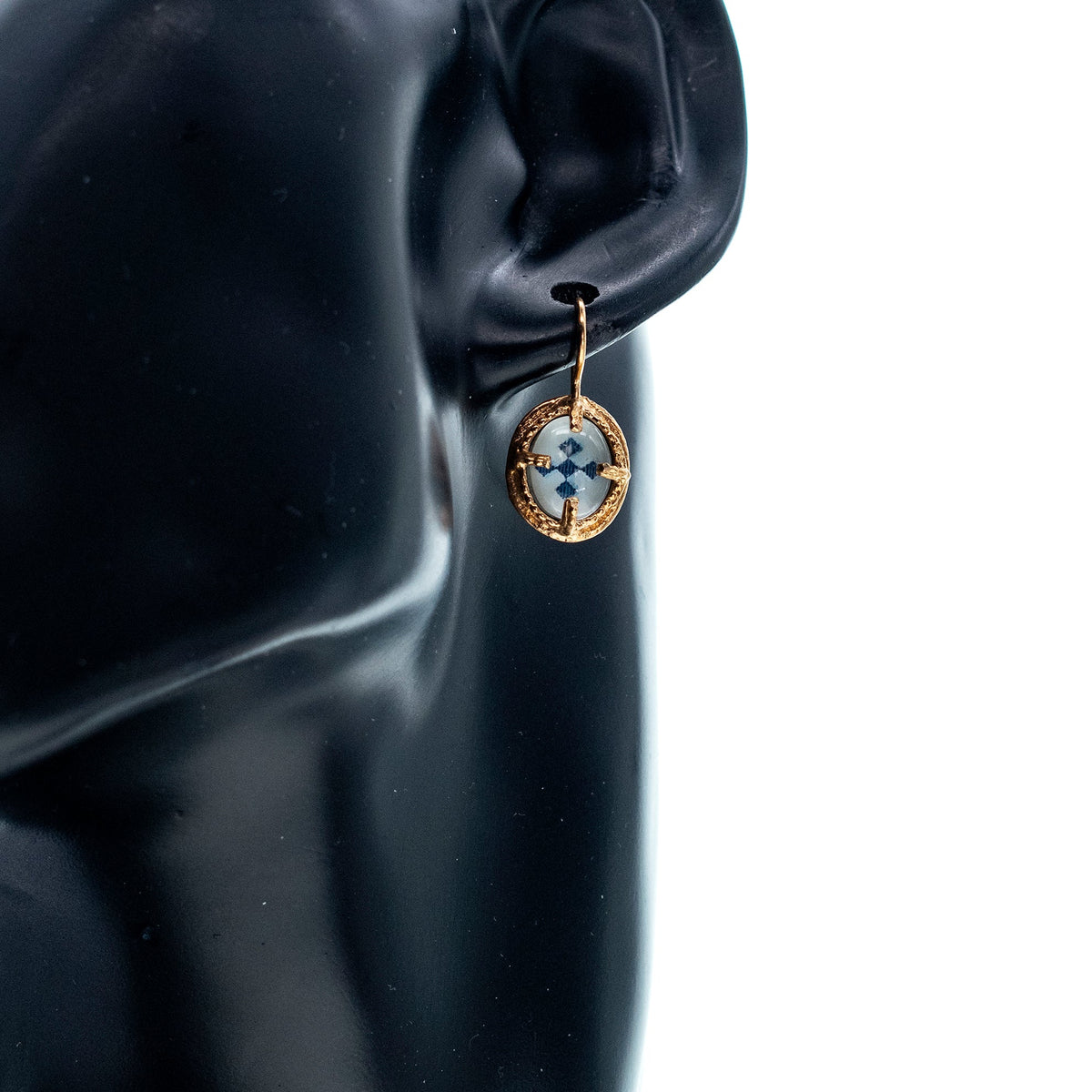 Mosaic Earrings Blue – Gold Plated – Gem Kingdom