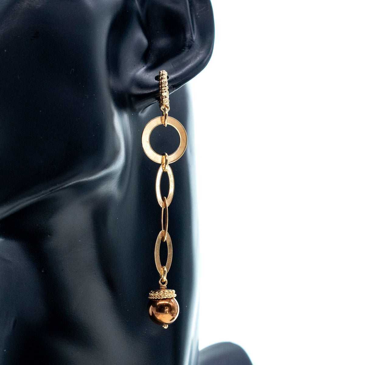 Brown Hematite Drop Earrings – Gold Plated – Gem Kingdom