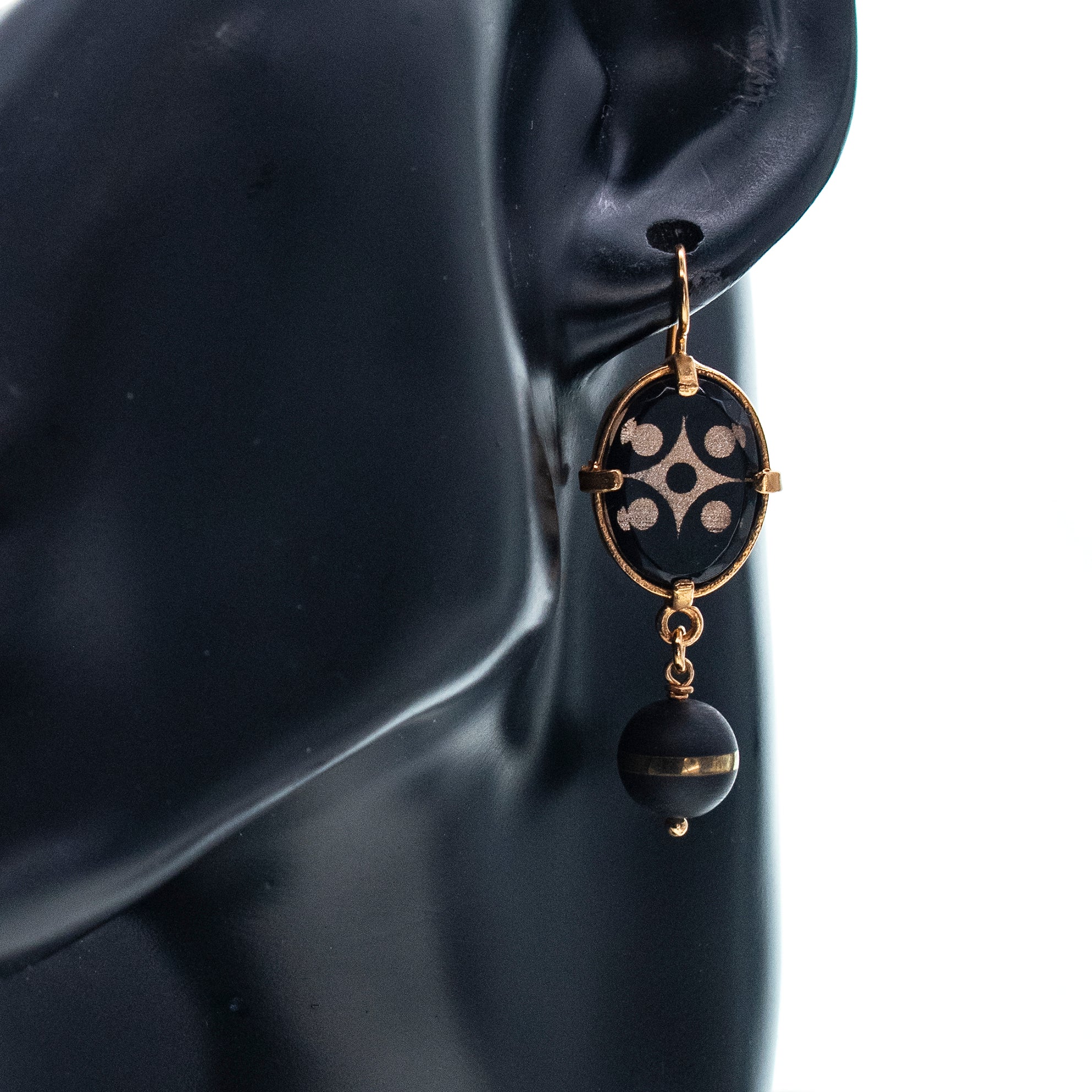Glaskristal Oorbellen Zwart