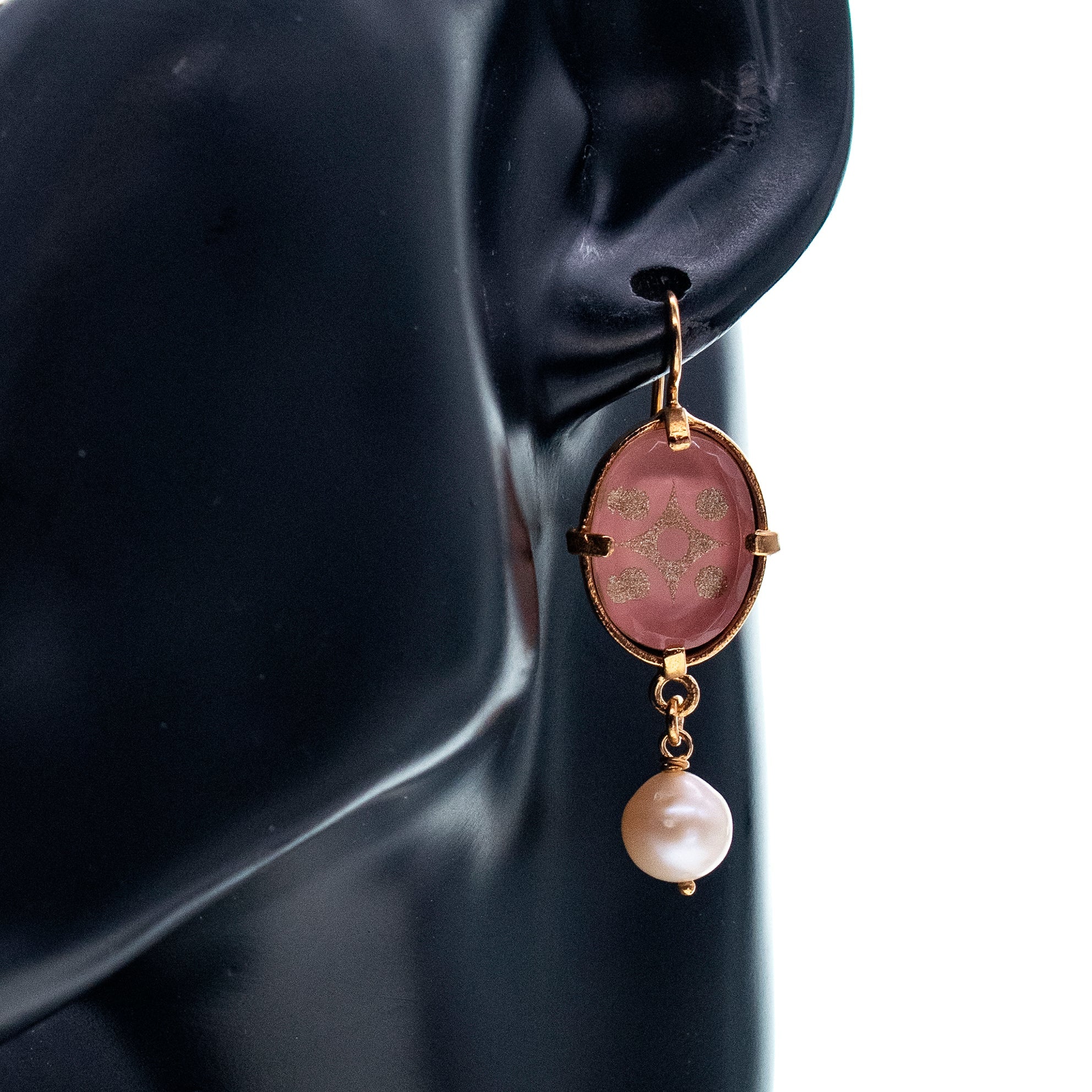 Pink Glass Crystal Earrings