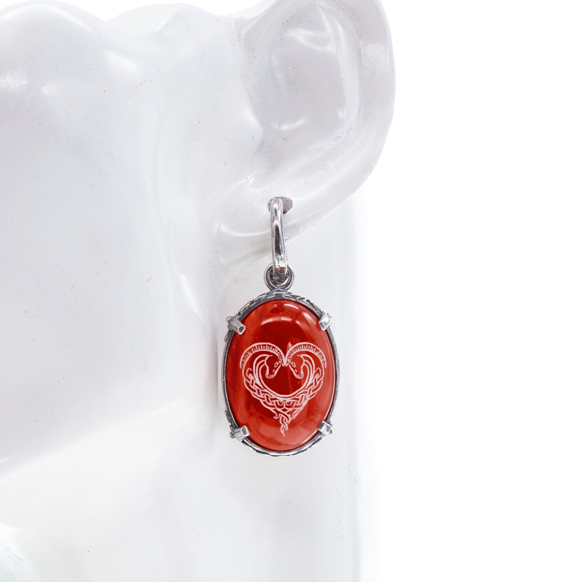 Heart Intaglio Carnelian Hoop Earrings – Sterling Silver – Gem Kingdom