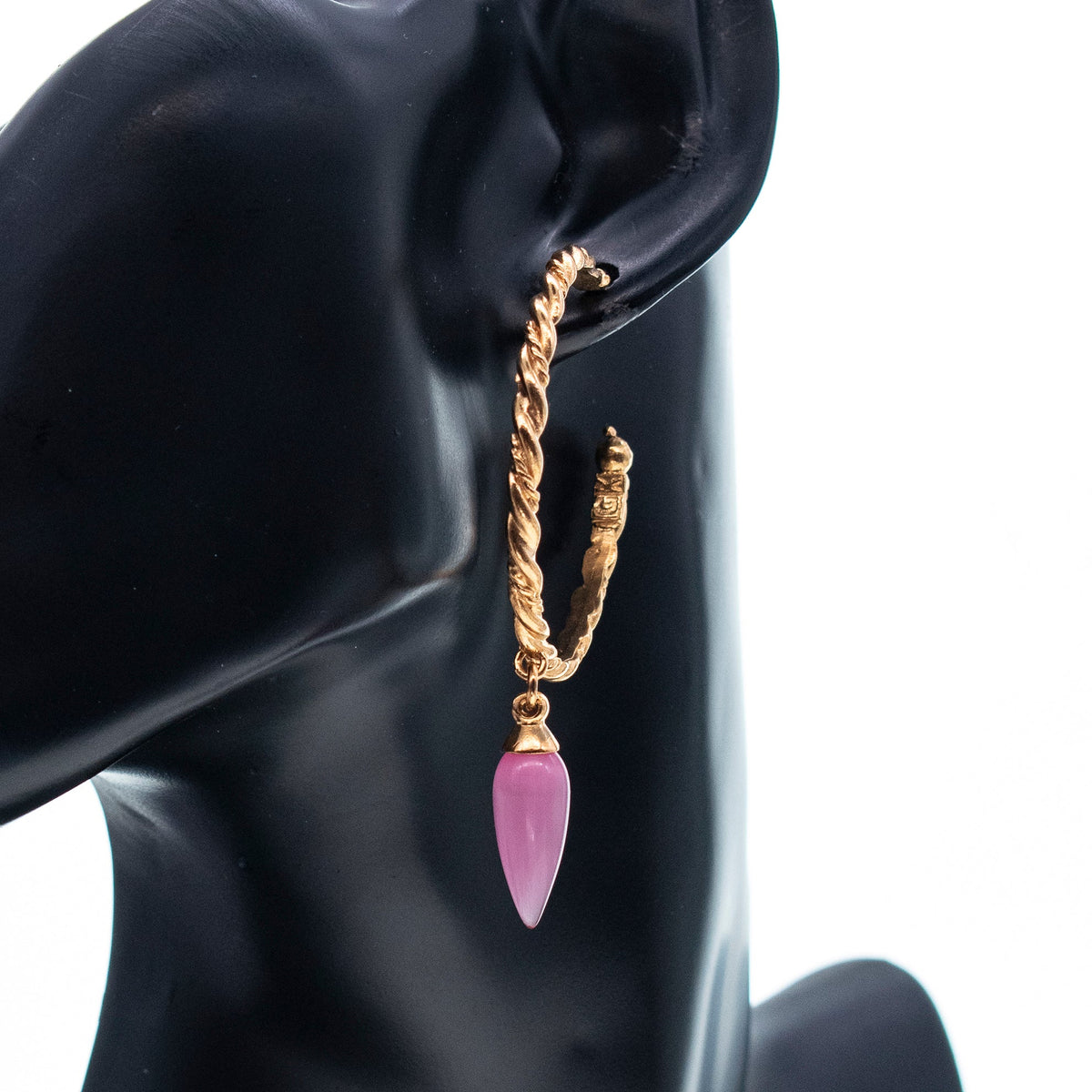 Pink Tiger Eye Drop Single Earring – Gold Plated – Gem Kingdom