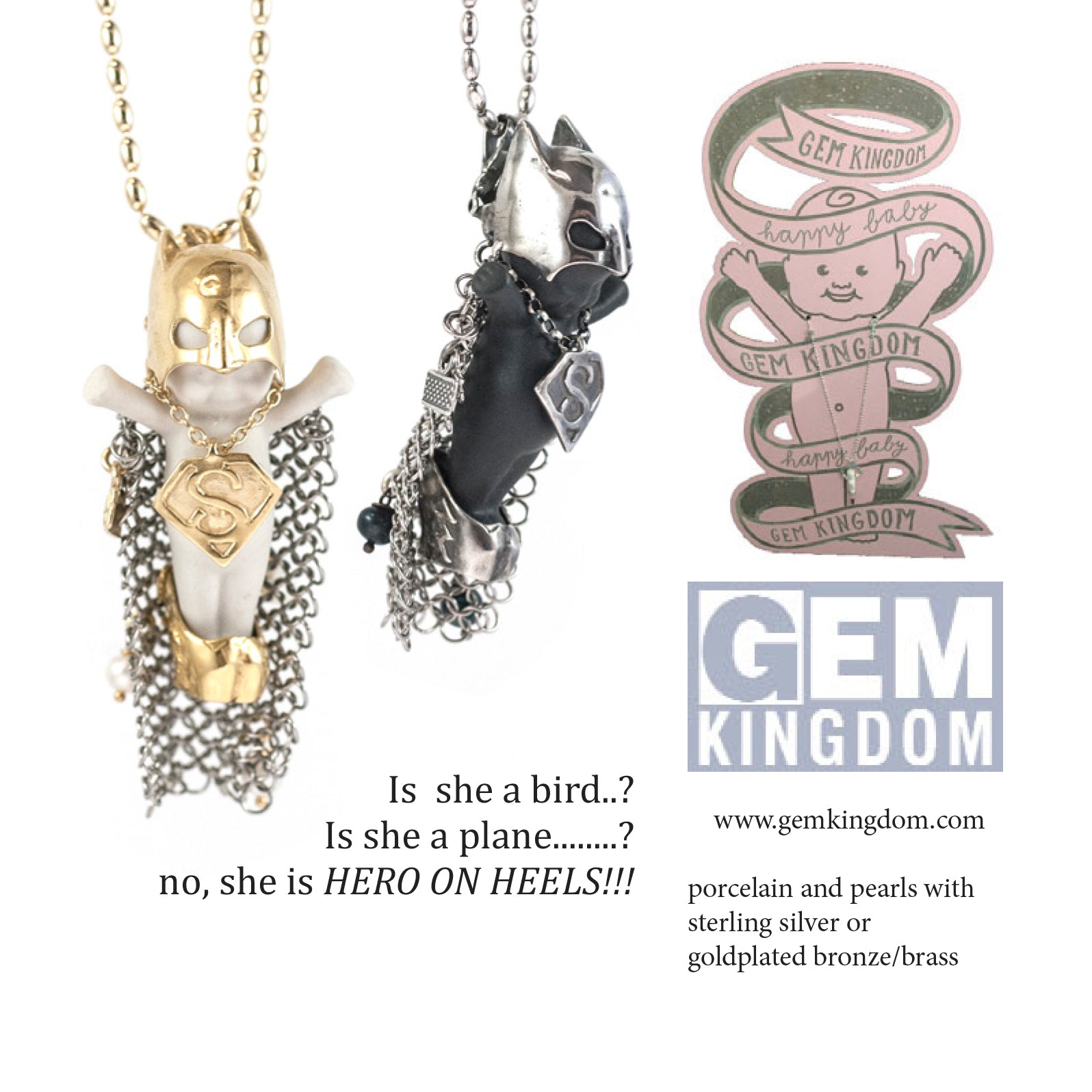 "Hero On Heels" Necklace Black And Silver