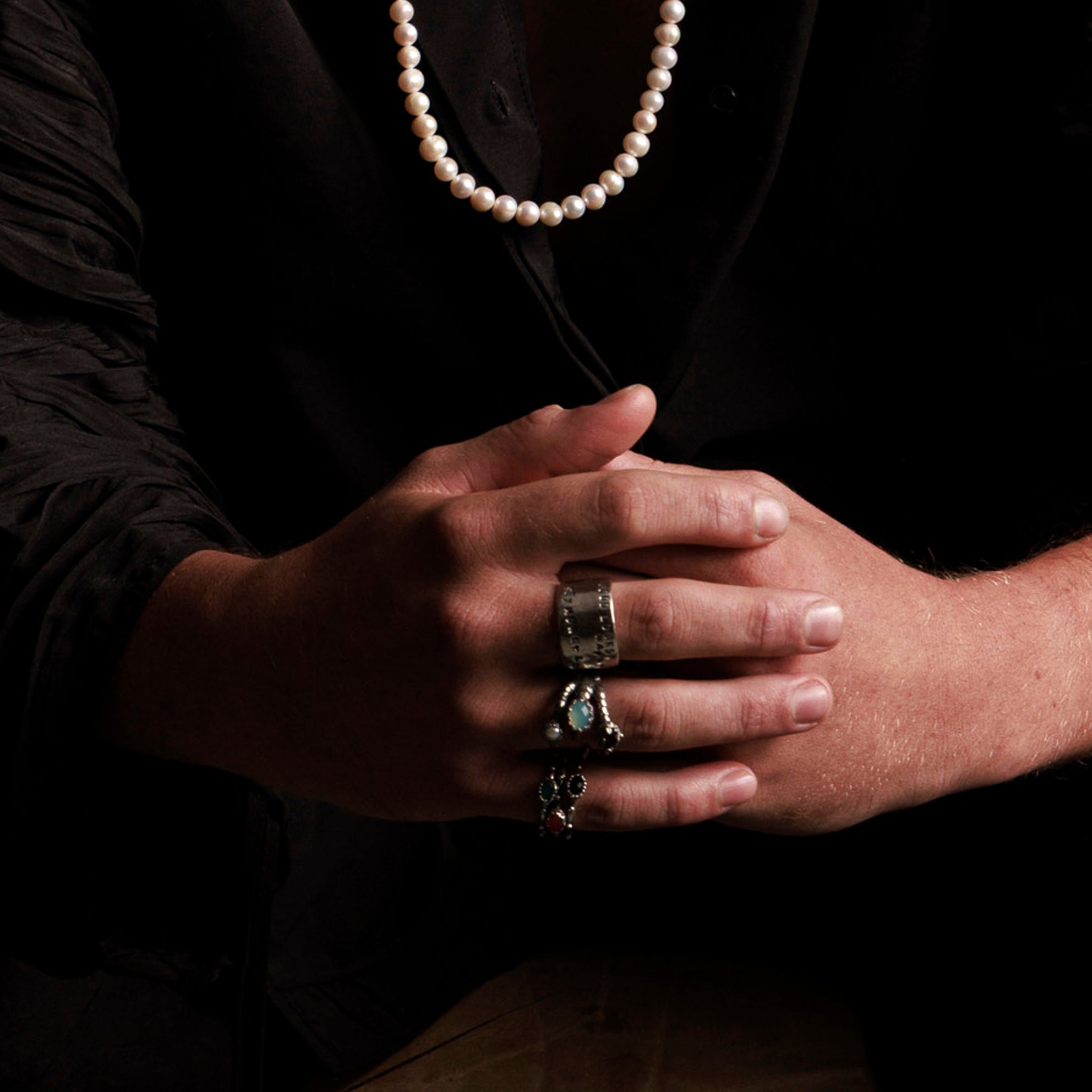 Smoke Quartz Studded Band Ring