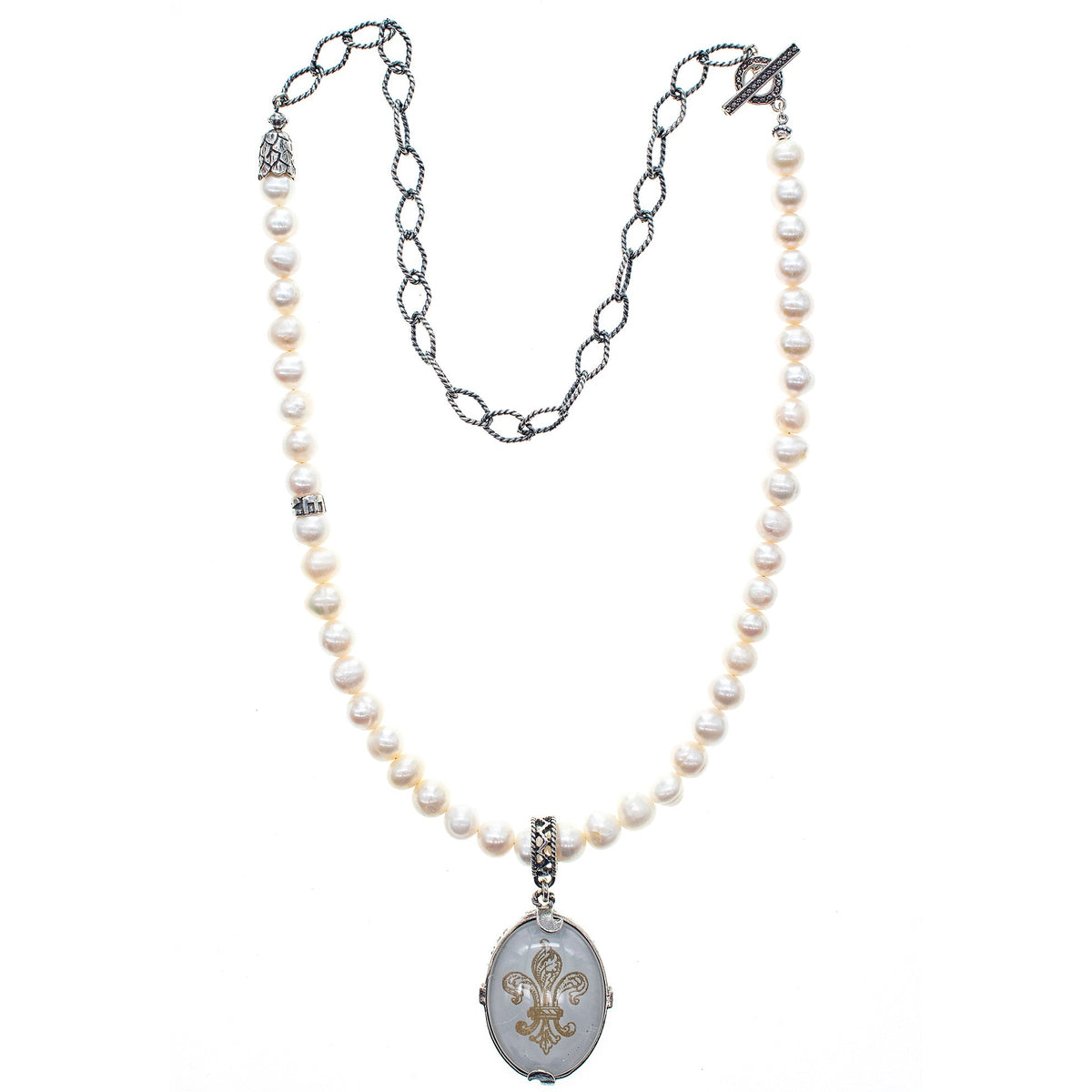 Fleur-De-Lis Necklace White – Sterling Silver – Gem Kingdom