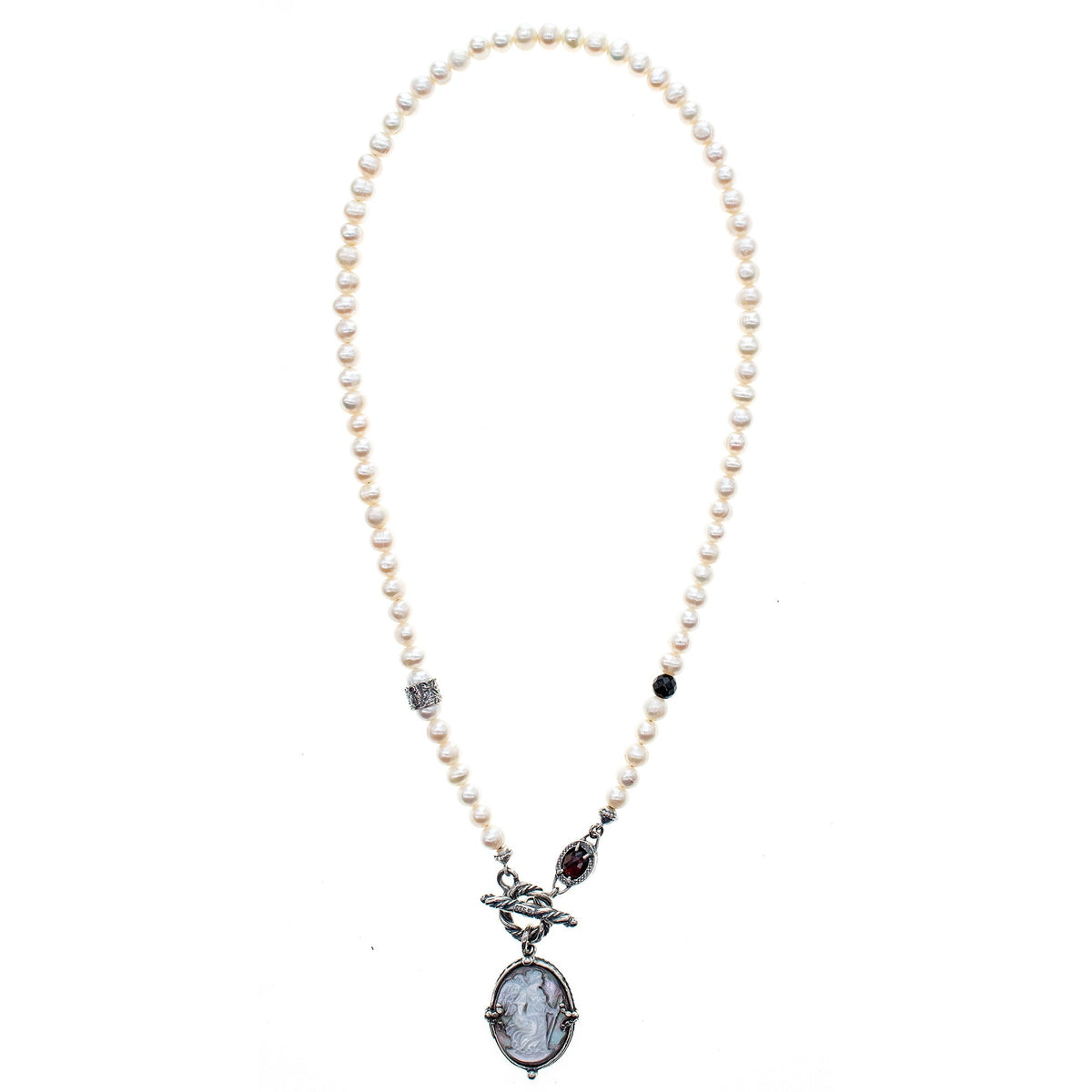 Nike Cameo Pearl Necklace – Sterling Silver – Gem Kingdom