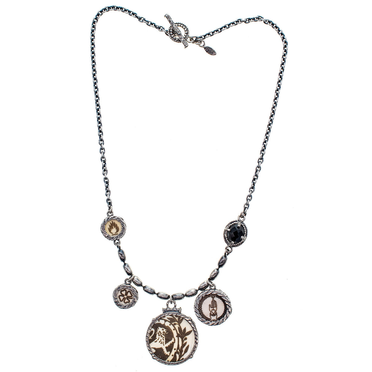 Engraved Medallion Necklace – Sterling Silver – Gem Kingdom