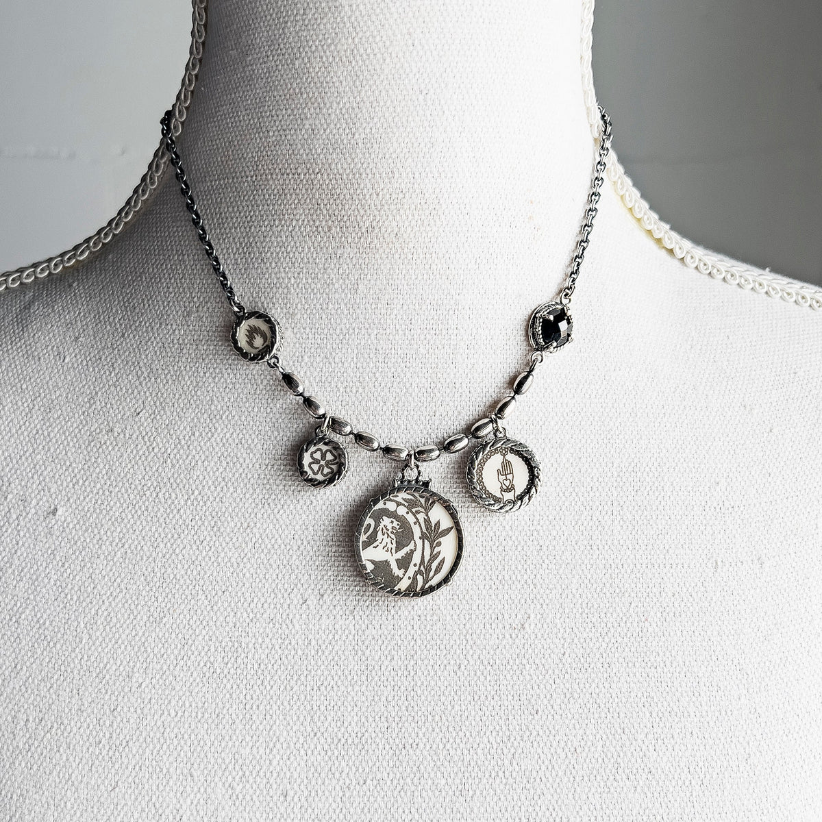 Engraved Medallion Necklace – Sterling Silver – Gem Kingdom