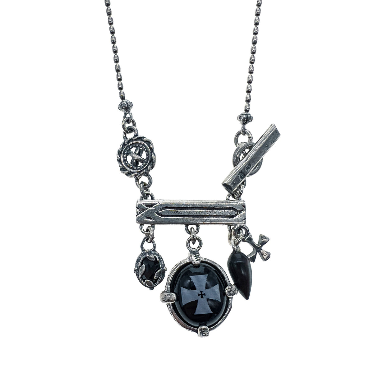 Engraved Onyx Charm Necklace – Sterling Silver – Gem Kingdom