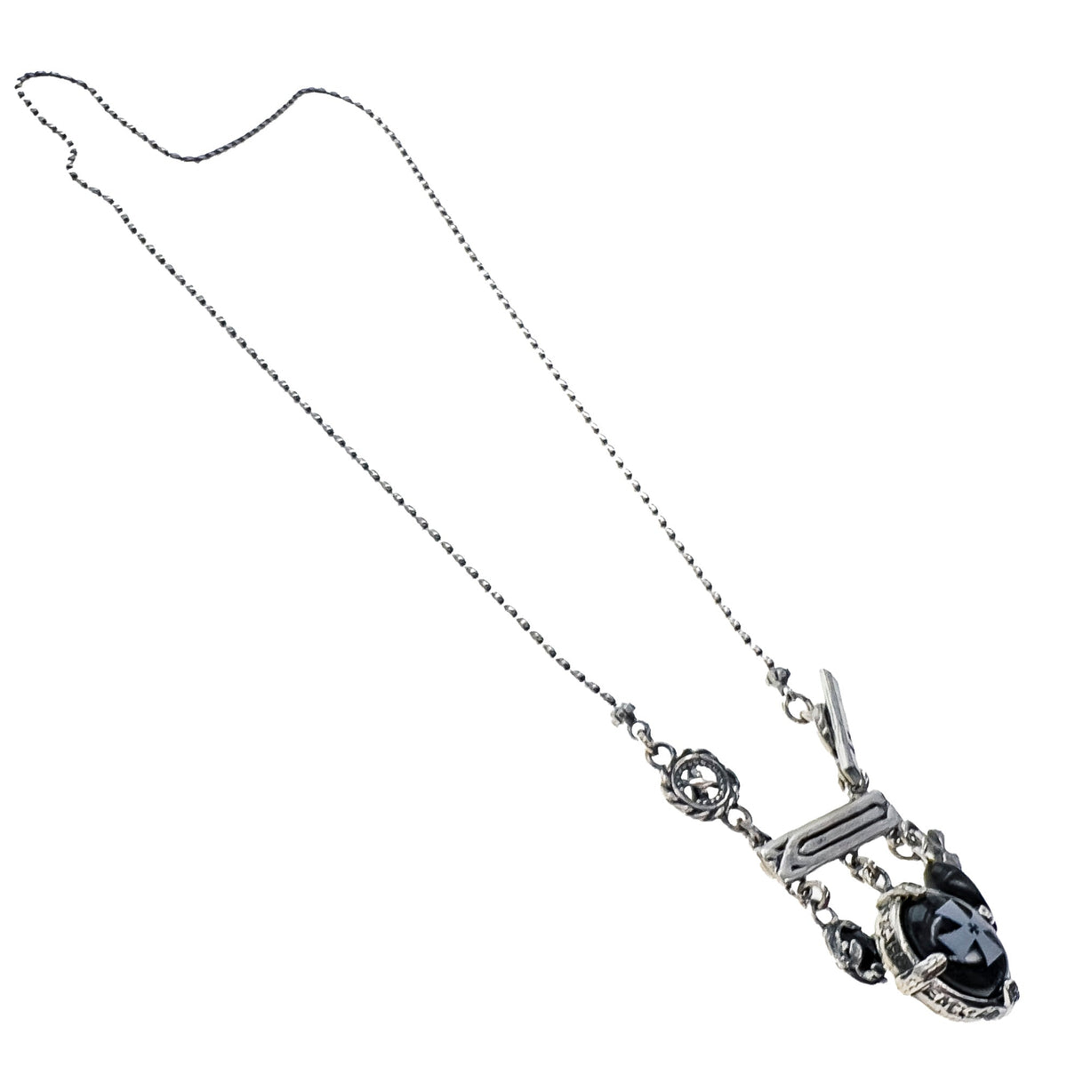 Engraved Onyx Charm Necklace – Sterling Silver – Gem Kingdom