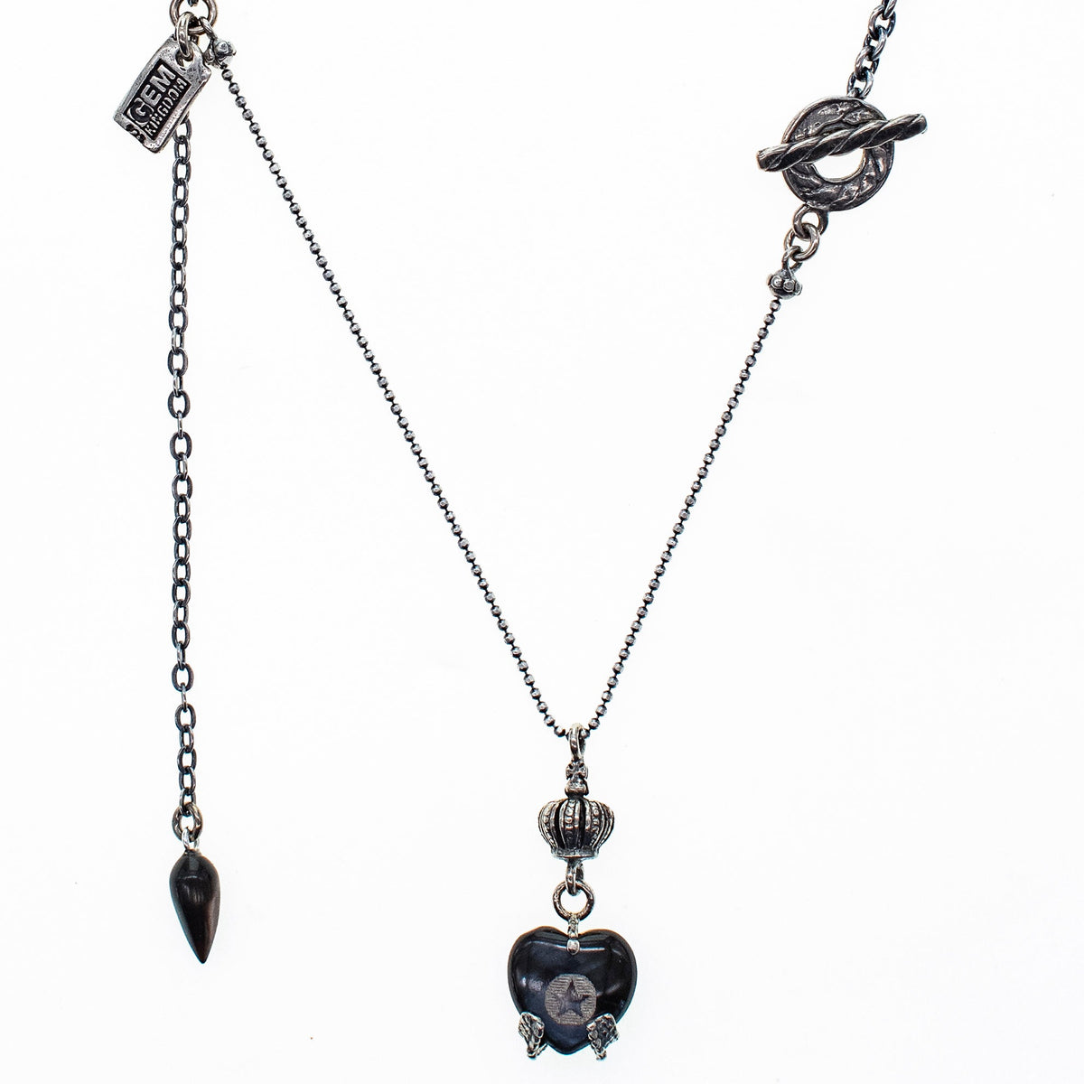Parelmoer Hart Ketting Zwart – Sterling Zilver – Gem Kingdom