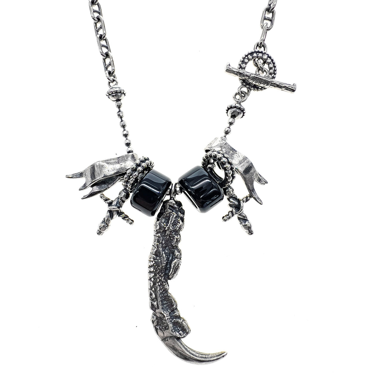 Rebel Rebel Claw Necklace Black – Sterling Silver – Gem Kingdom