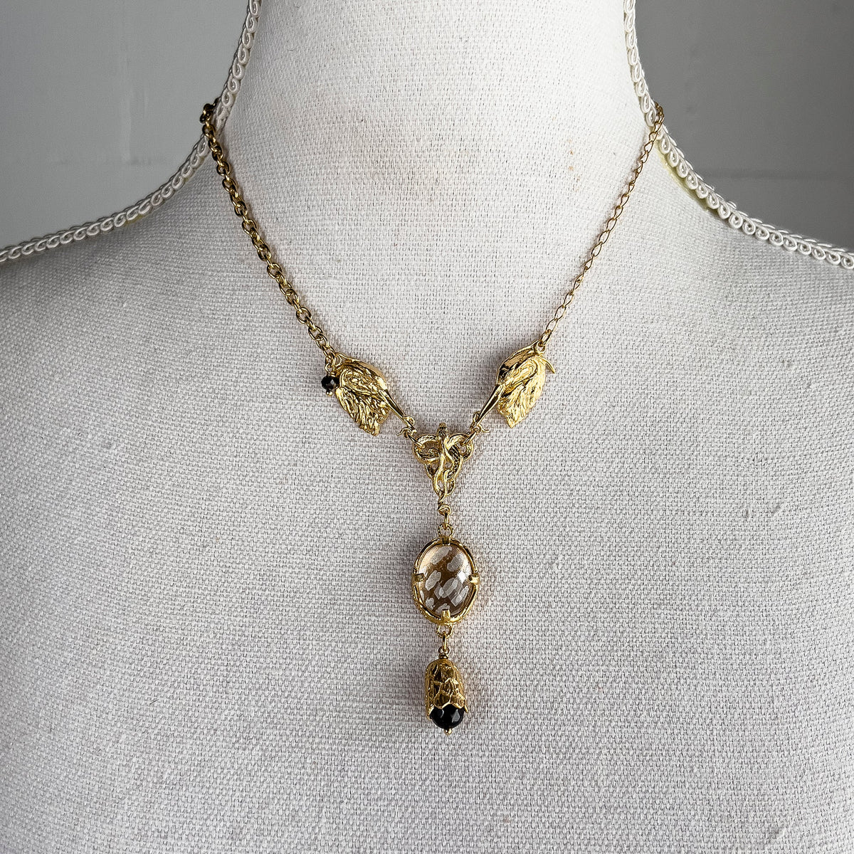 Heron Necklace Peach – 18k Gold Plated – Gem Kingdom