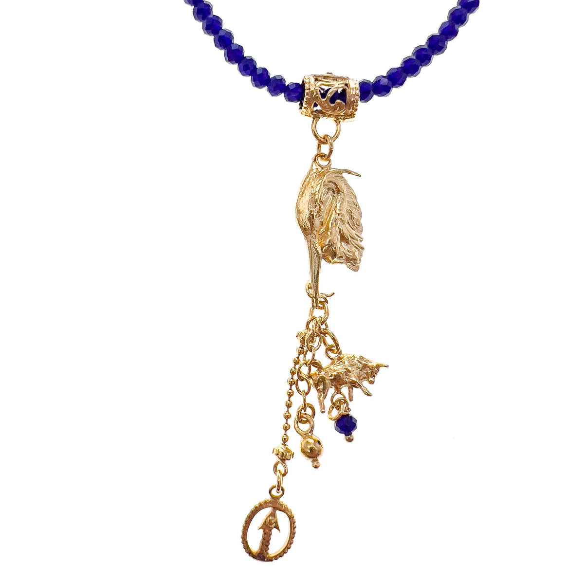 Beaded Heron Charm Necklace – 18k Gold Plated – Gem Kingdom