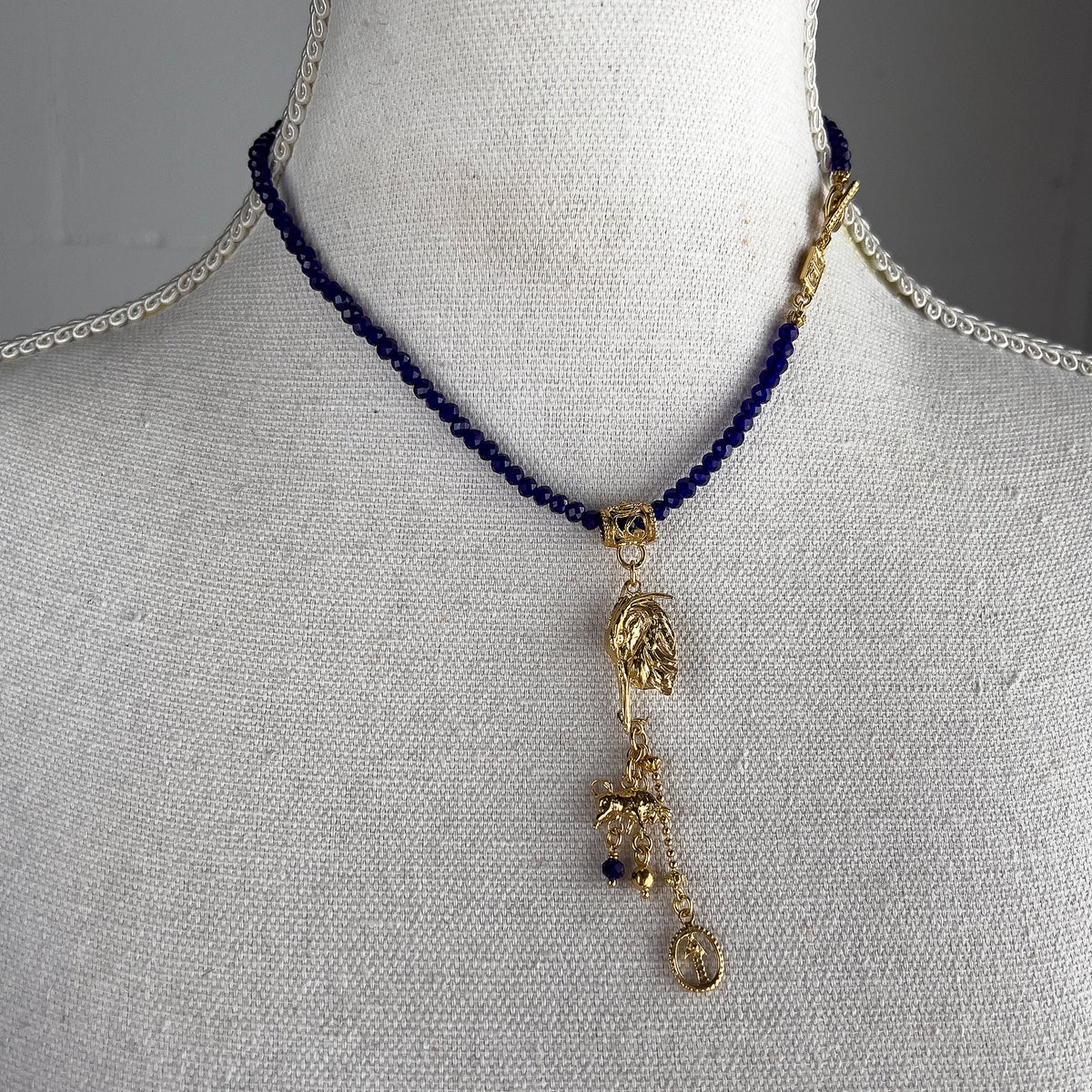 Beaded Heron Charm Necklace – 18k Gold Plated – Gem Kingdom